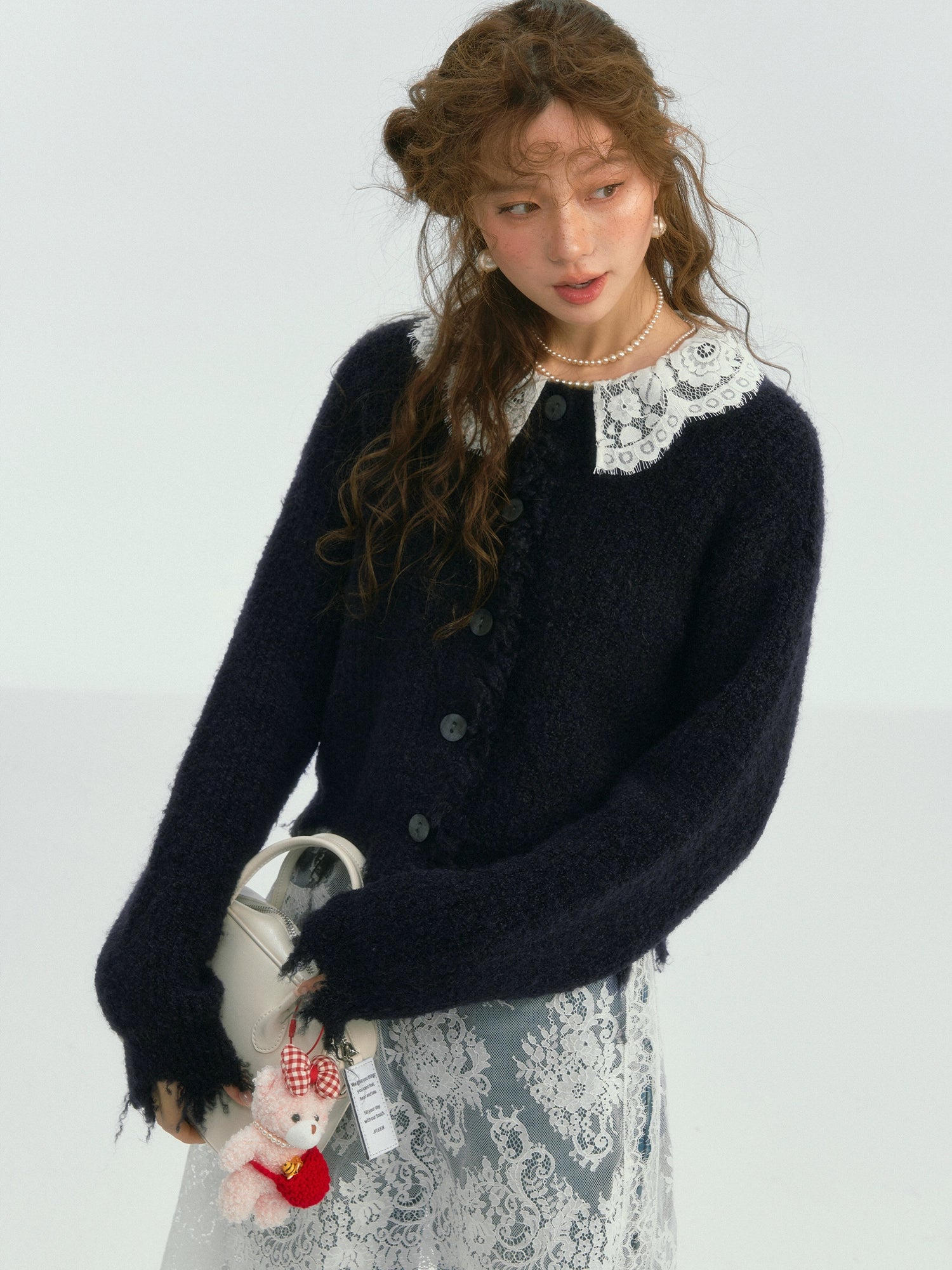 Lace Doll‑Collar Cardigan