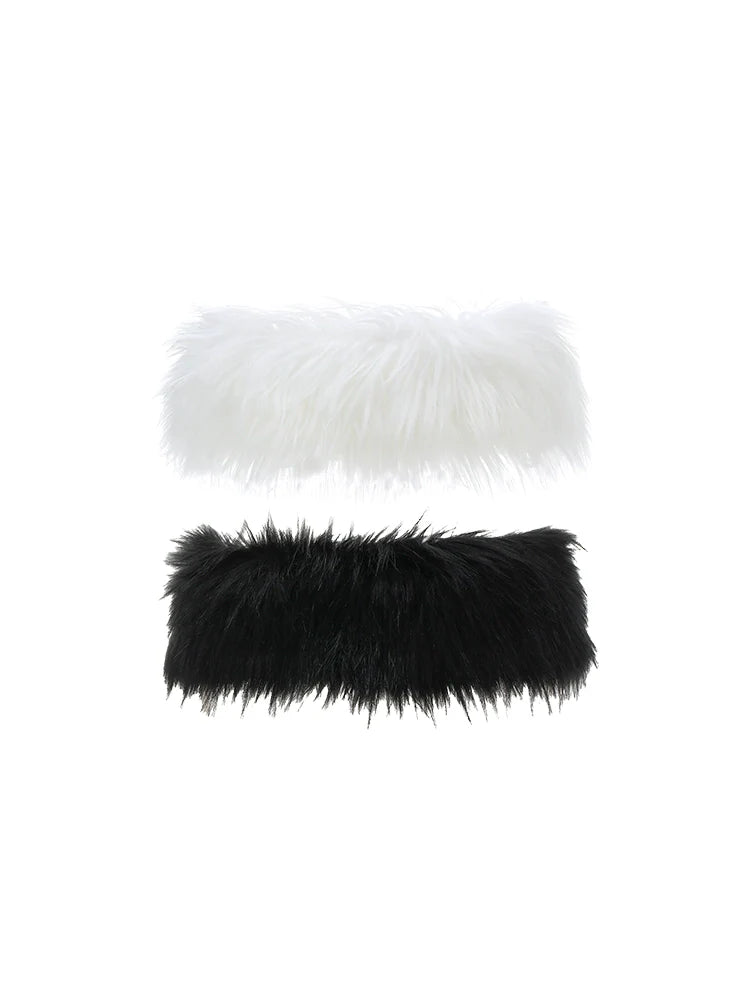 Black & White Fur Waist Belt