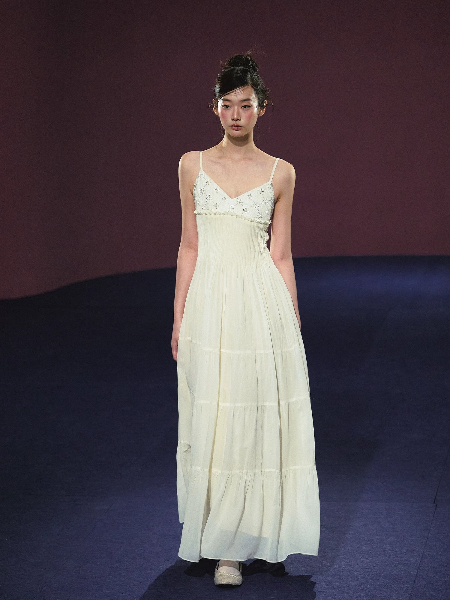 Embroidered V-Neck Slip Dress