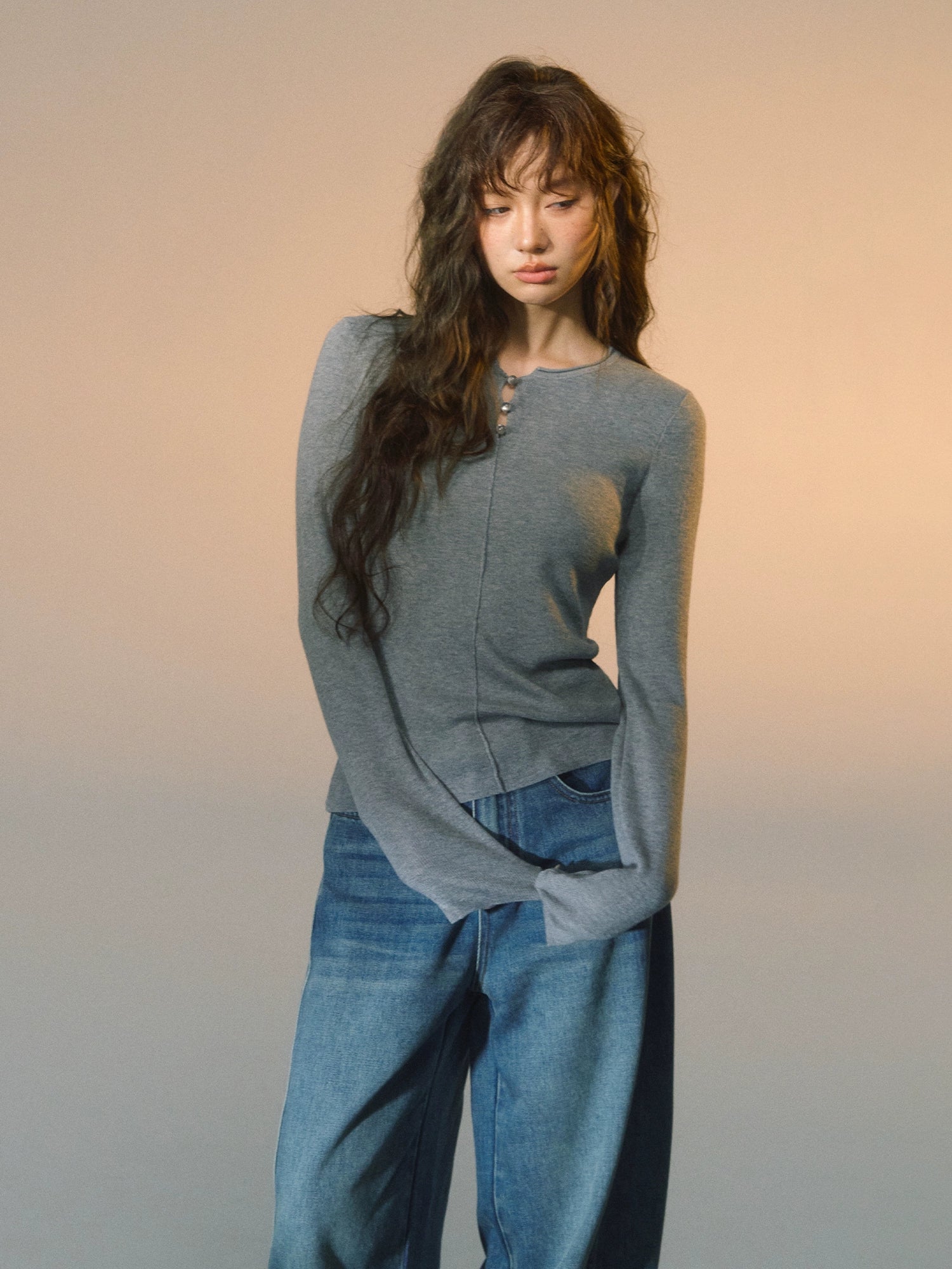 Stripe Button Rib Top