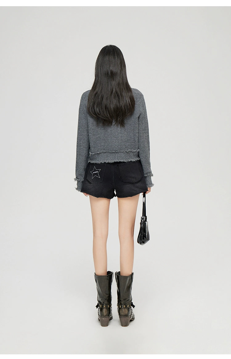 Milk Yellow & Gray V-Neck Knit Cardigan