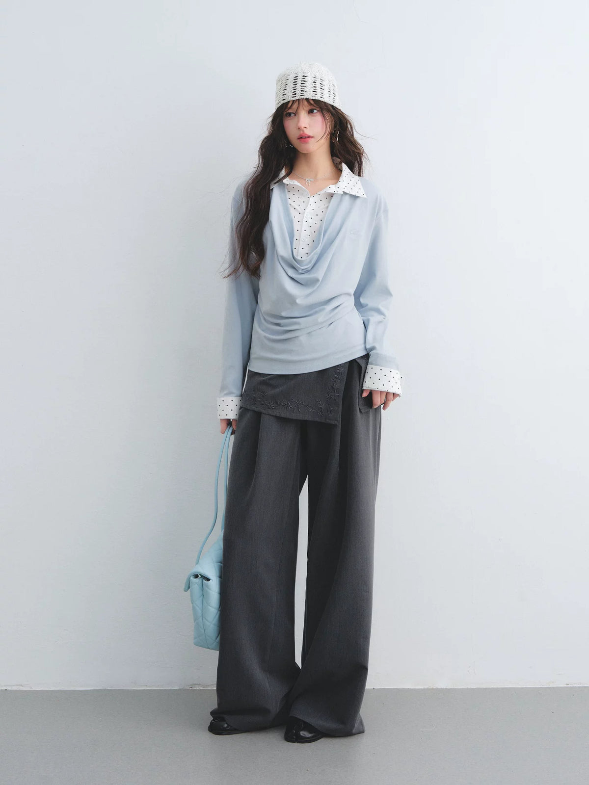 Polka Dot Layered Drape Top