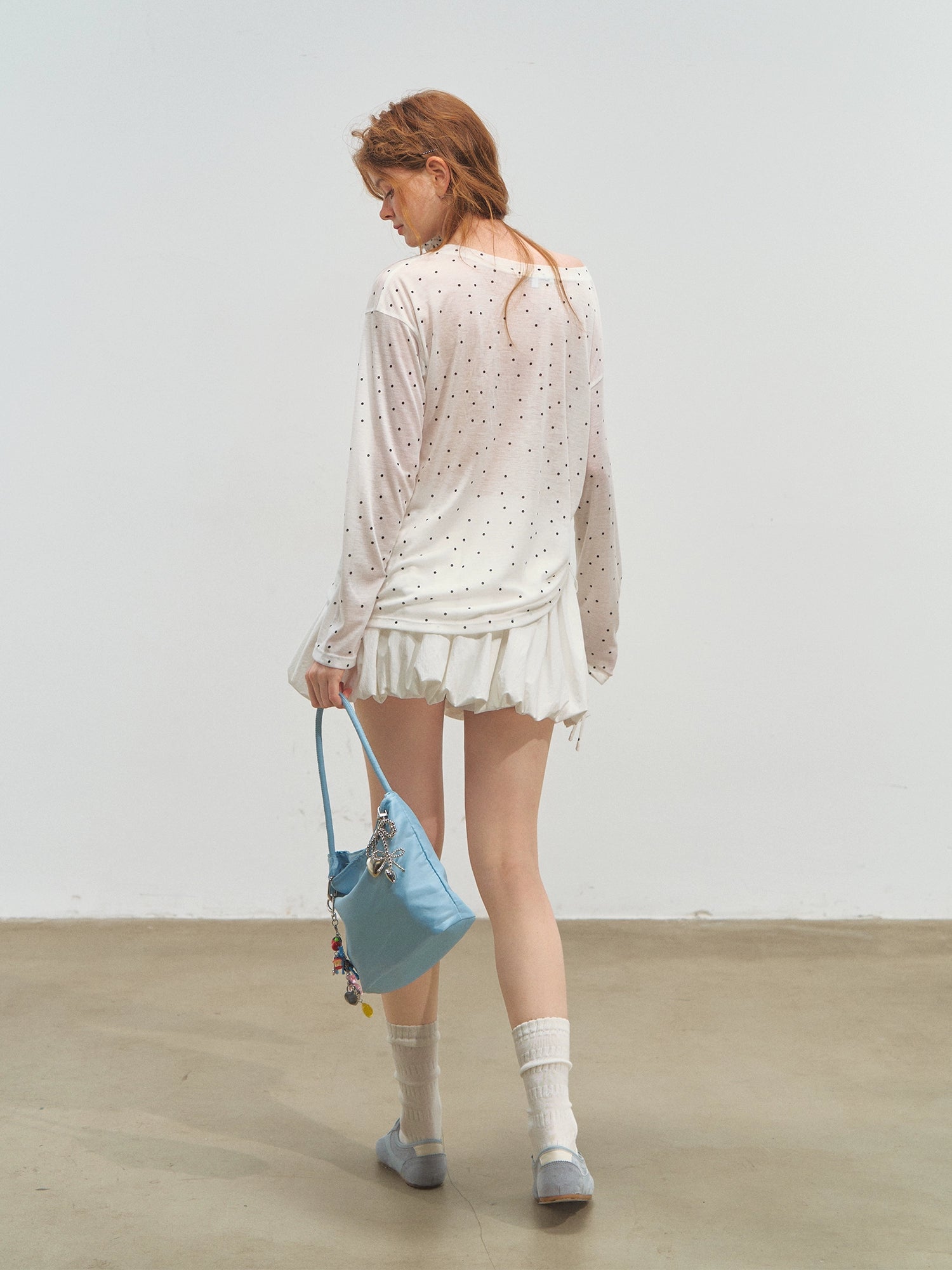 White Ballet-style Puff Midi Skirt