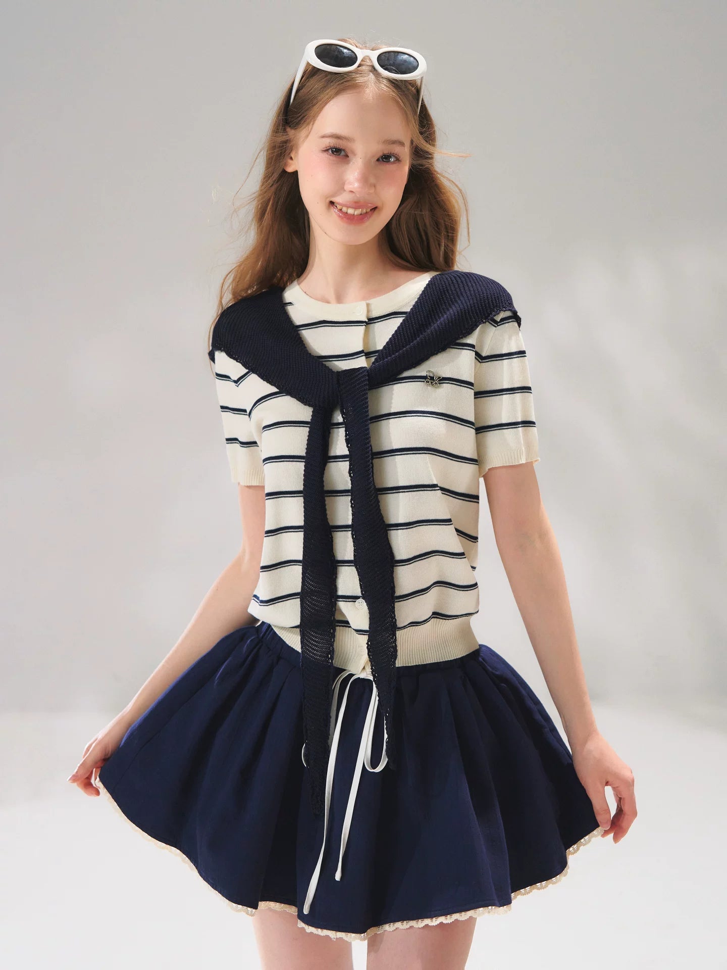 Striped Knit Sailor Top