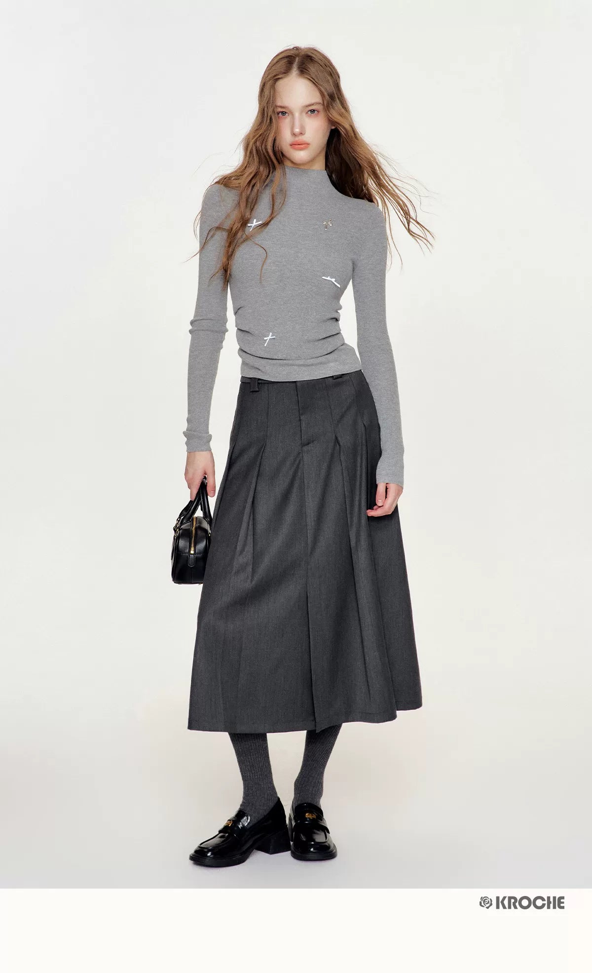Wool Bow Turtleneck Top
