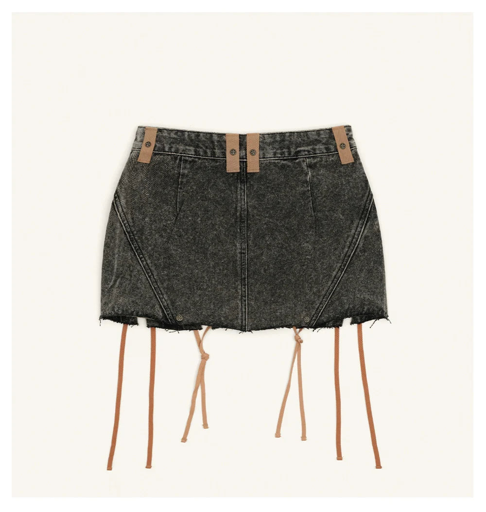 Ancient Myth Woven Utility Denim Skirt