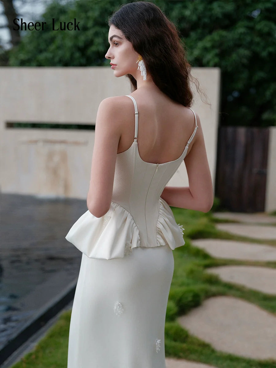 Luxury Handcrafted Beaded Satin Slip Dress Set