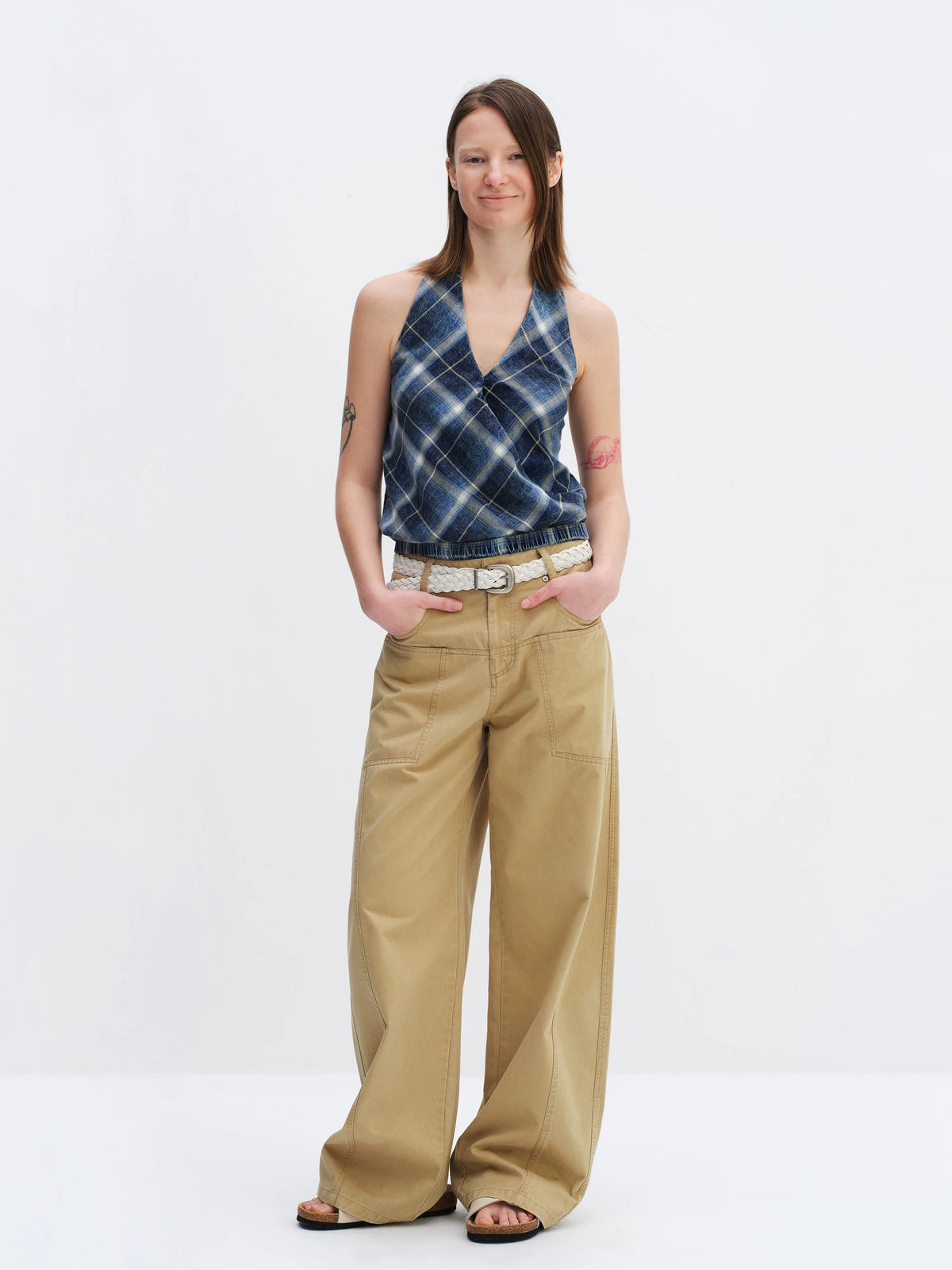 Classic Plaid Halter Backless Vest