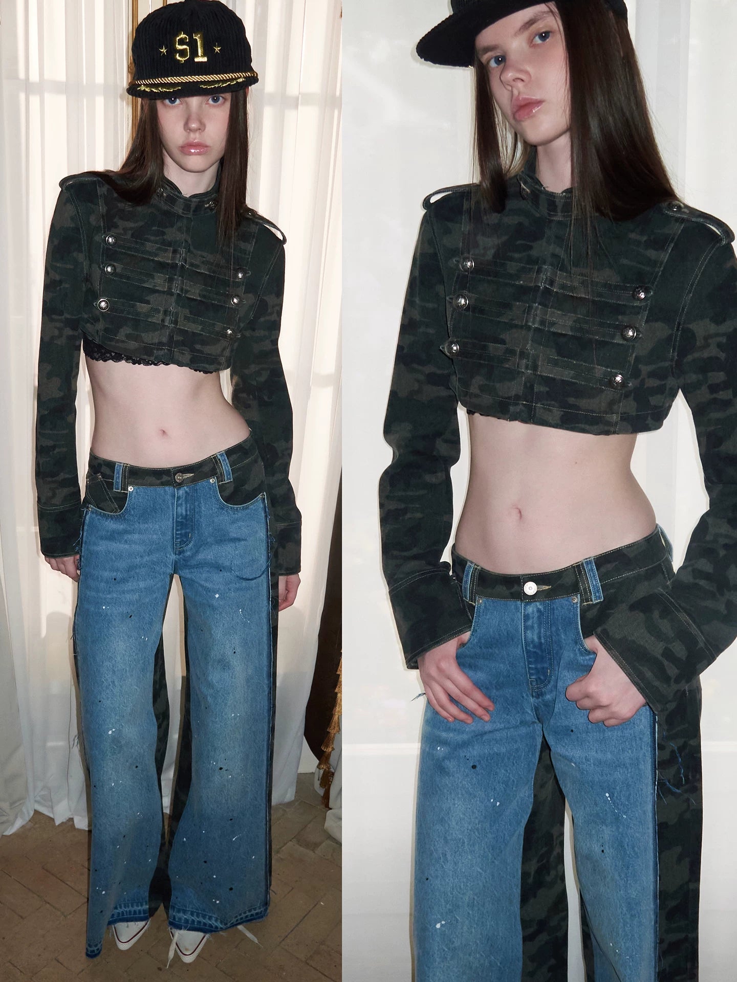 Camo Double Button Short Jacket & Shorts Set