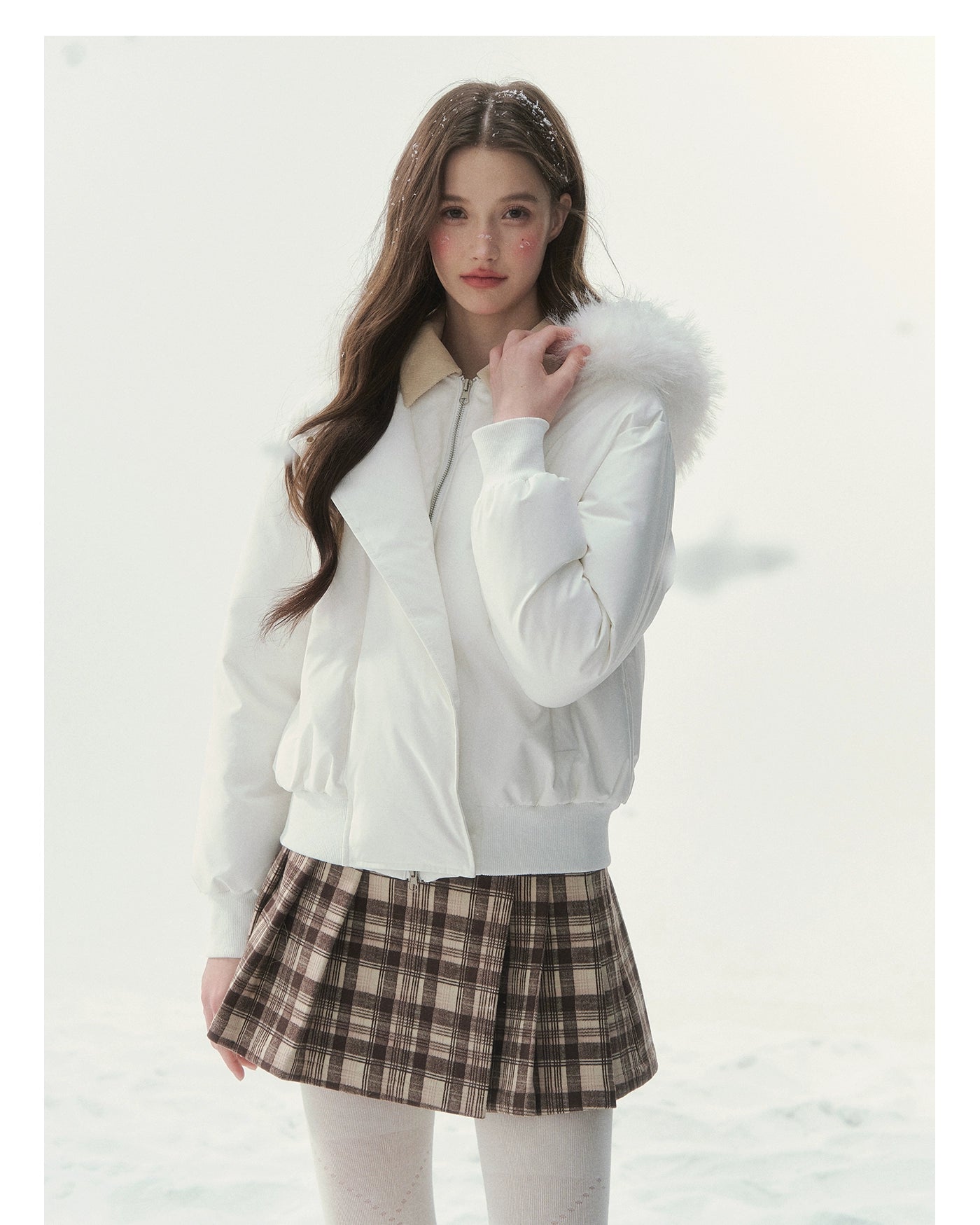 "Snow Envelope" Faux-fur Collar Down Coat