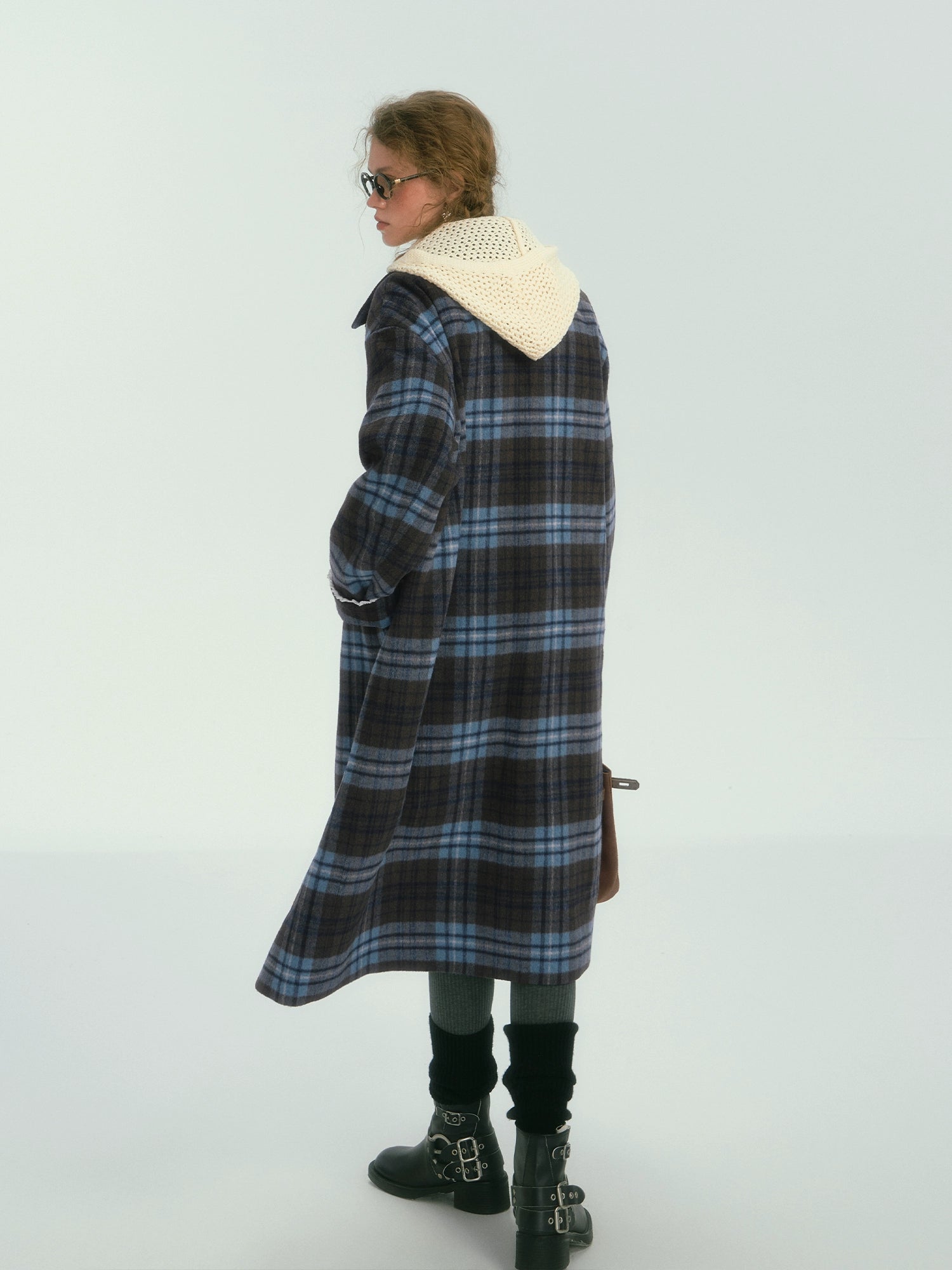 Colorblock Plaid Long Coat