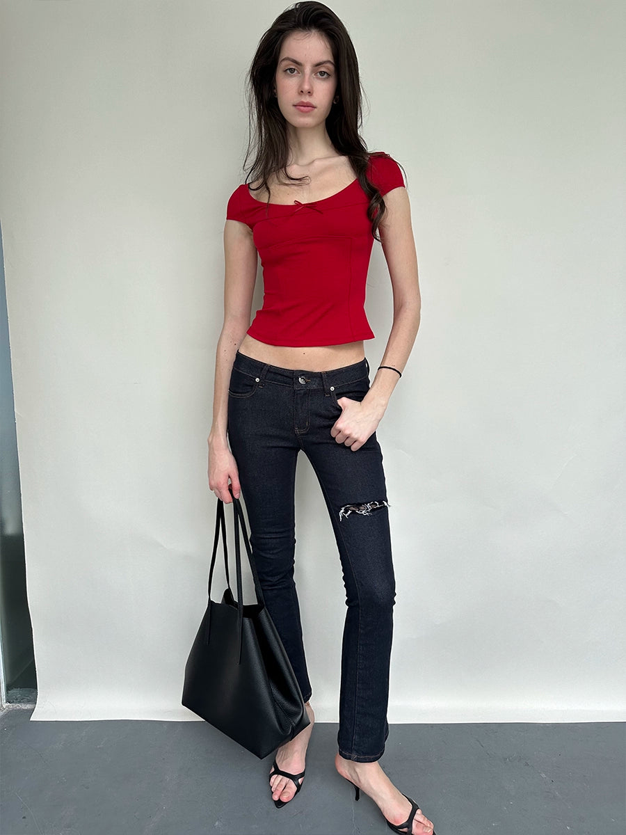 Herringbone Crewneck Slim Tee