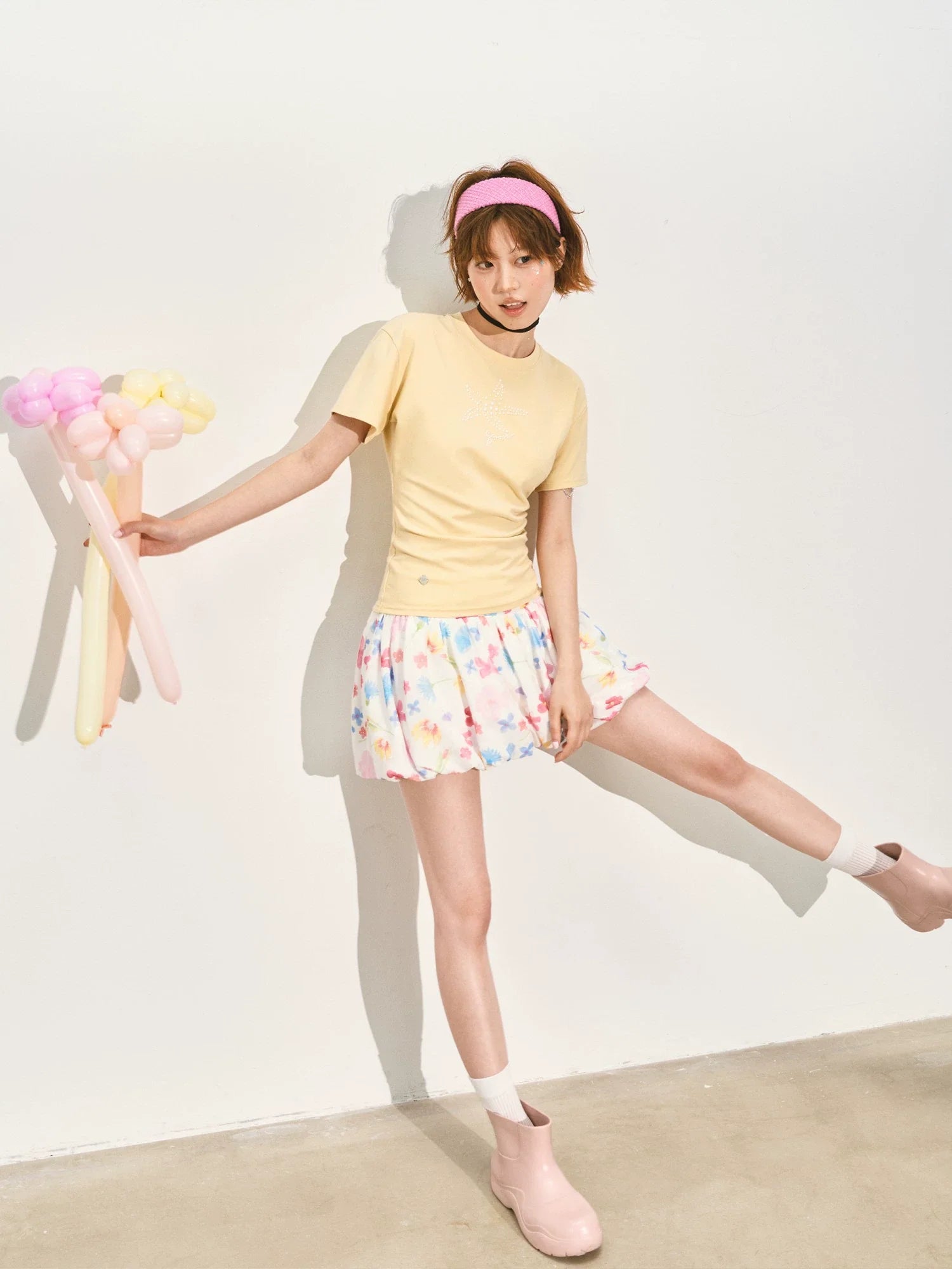 A-Line Bubble Pleated Short Skirt