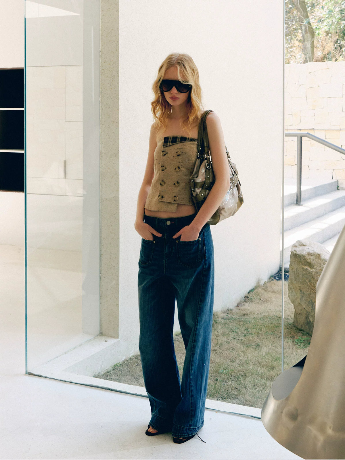 Pocket Panel Wide-Leg Jeans