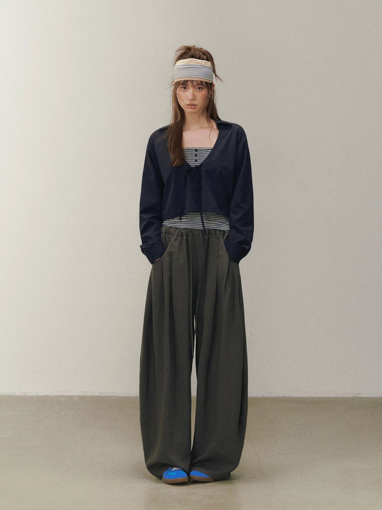Ruched V Neck Layered Top