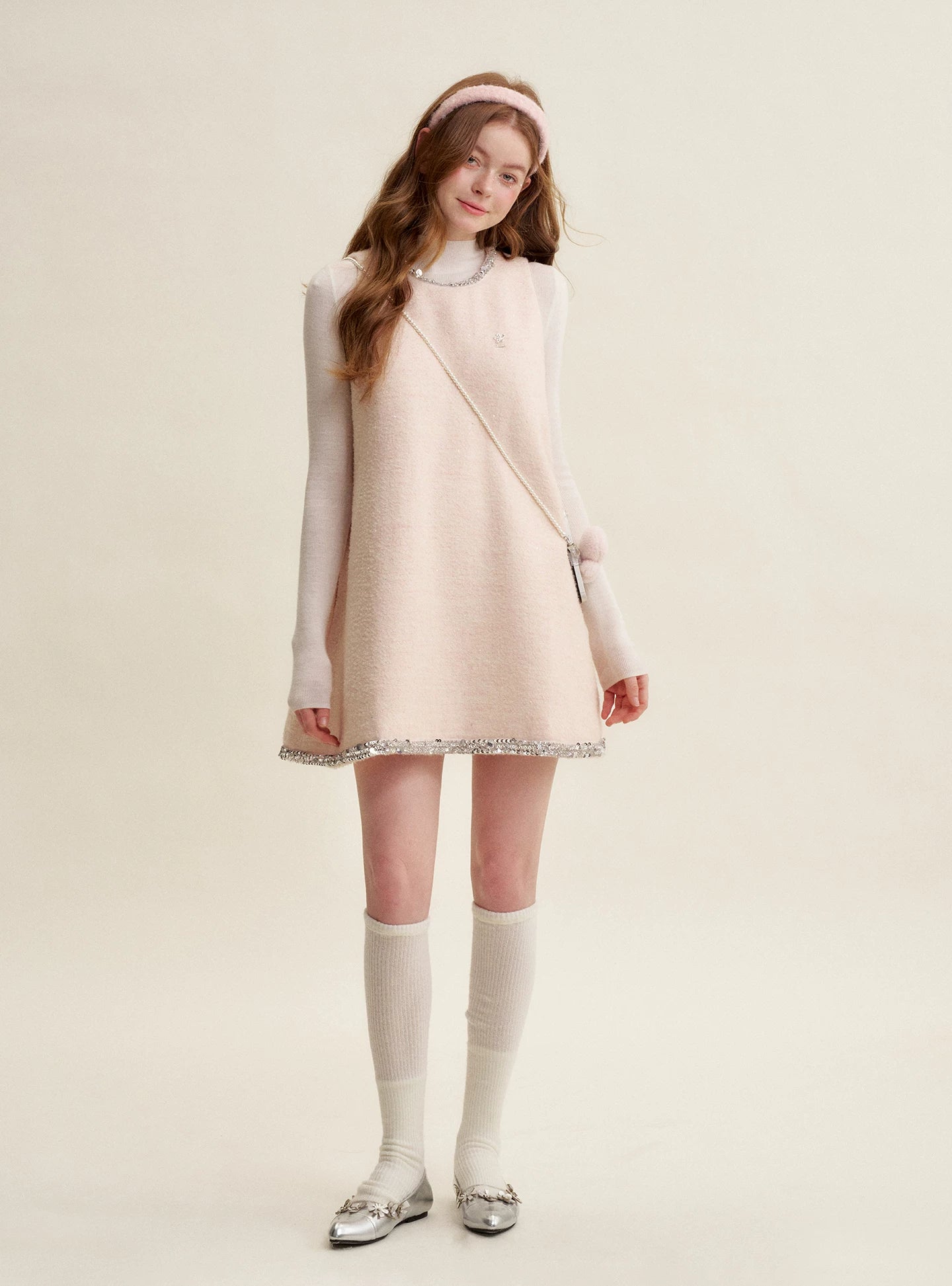Sequin Tweed Pinafore Dress