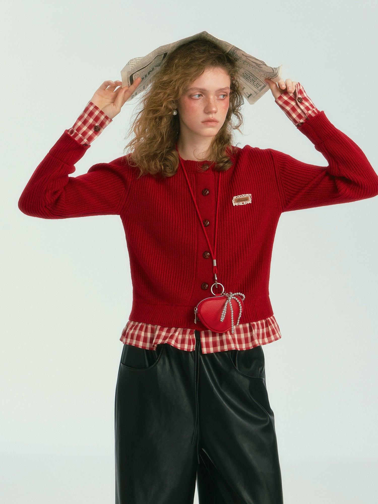 Vintage Plaid Lace Trim Cardigan