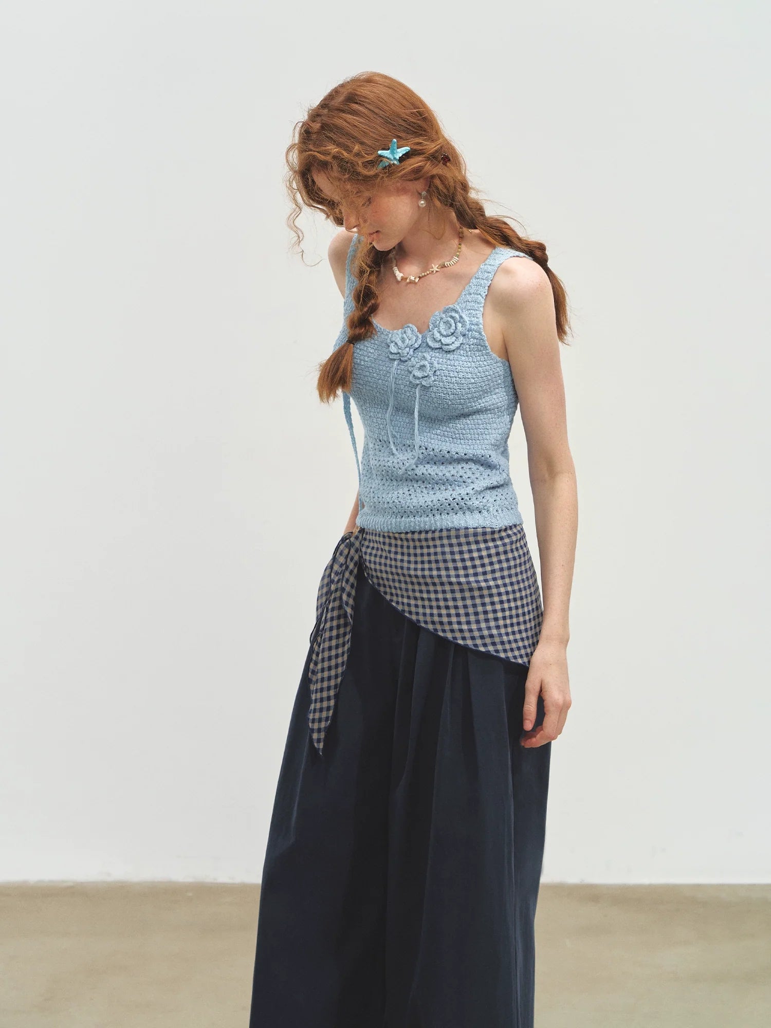 Straight-leg Floor-length Layered Wide-leg Pants