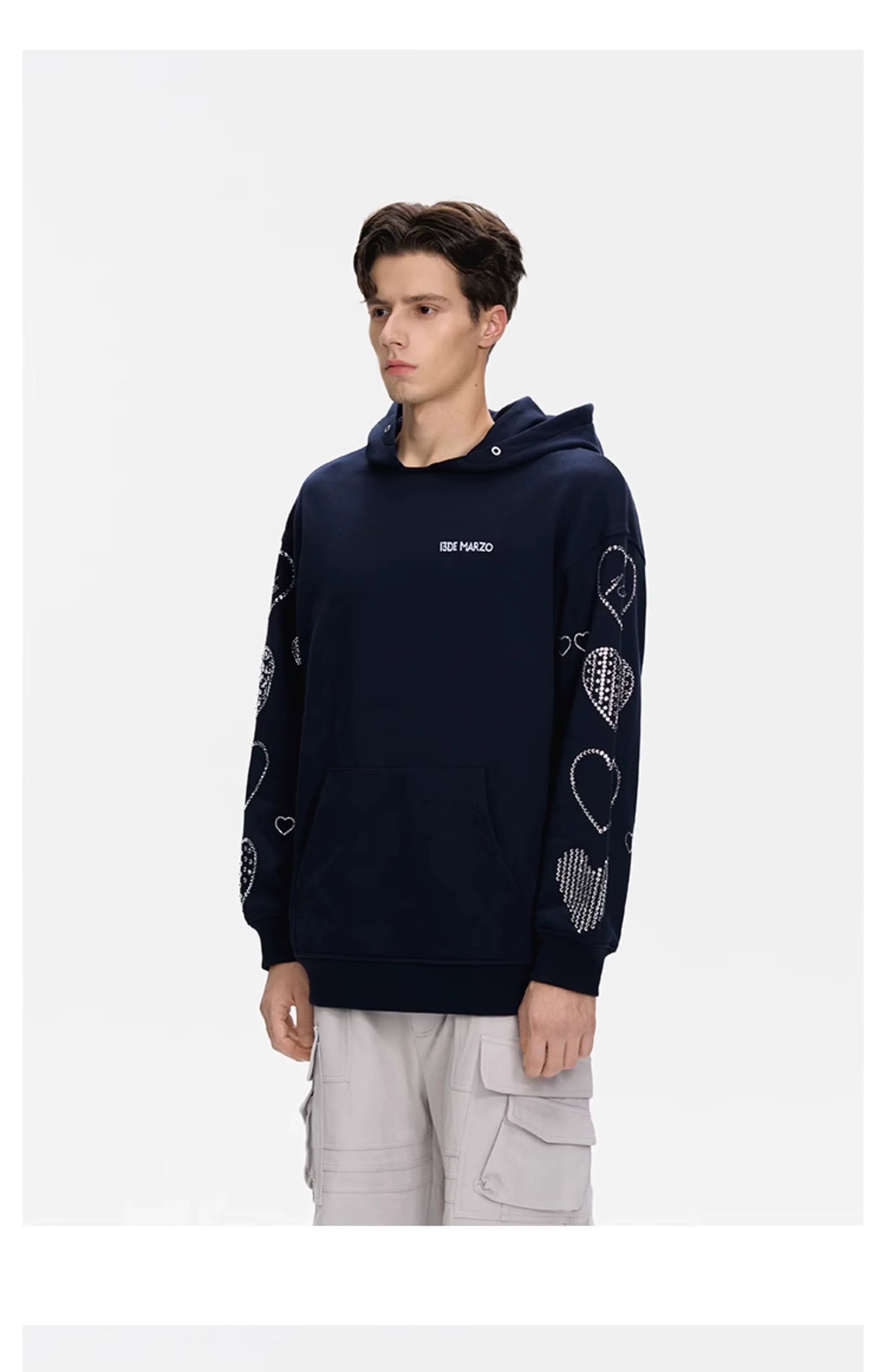 Doozoo Rhinestone Heart Hoodie