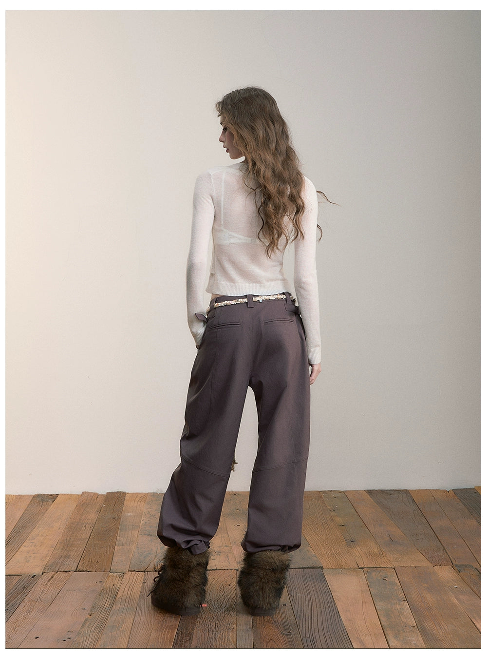 Pleated Double-Buckle Wide Pants