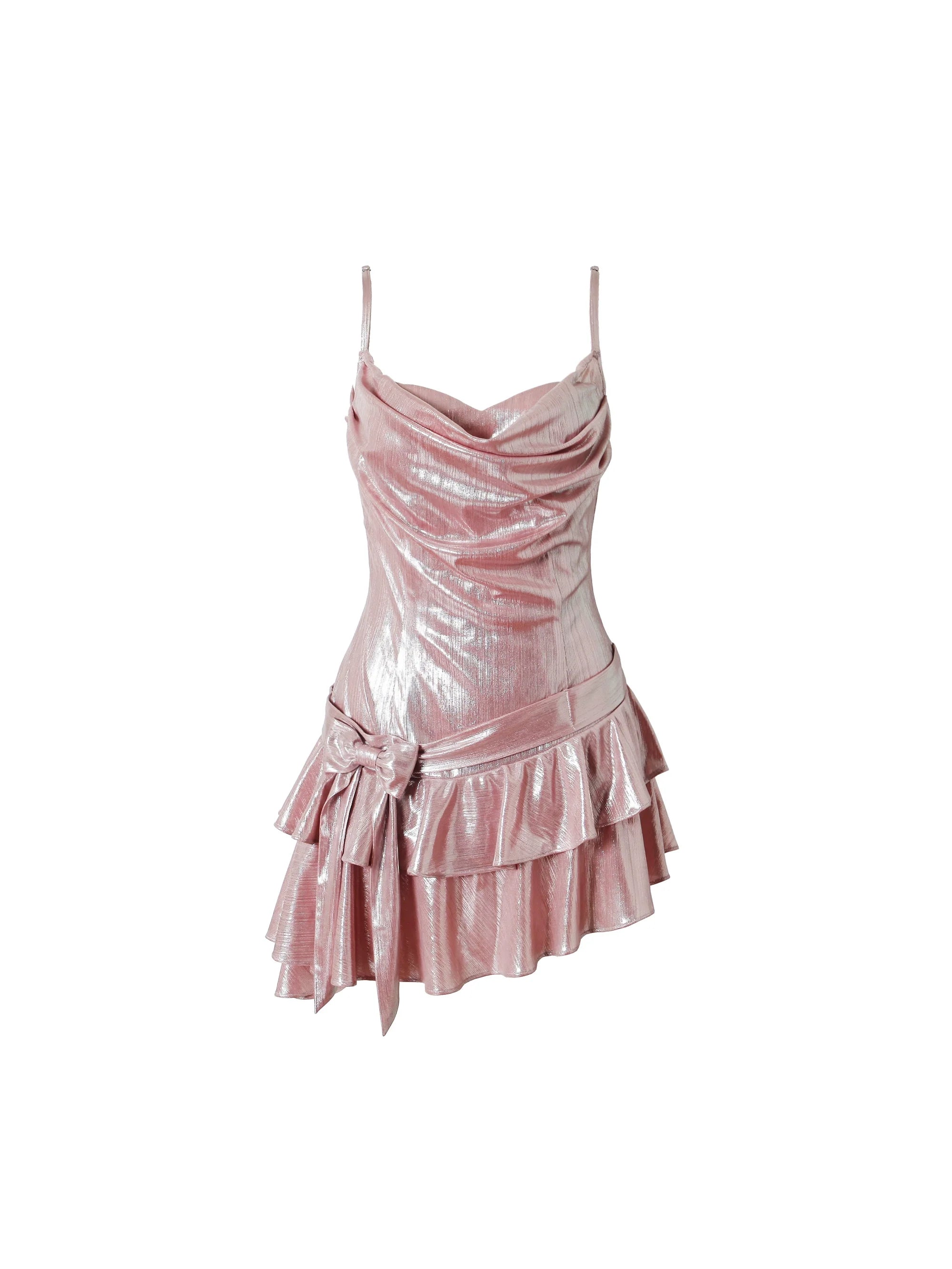 Irregular Ruffle Bowknot Dress