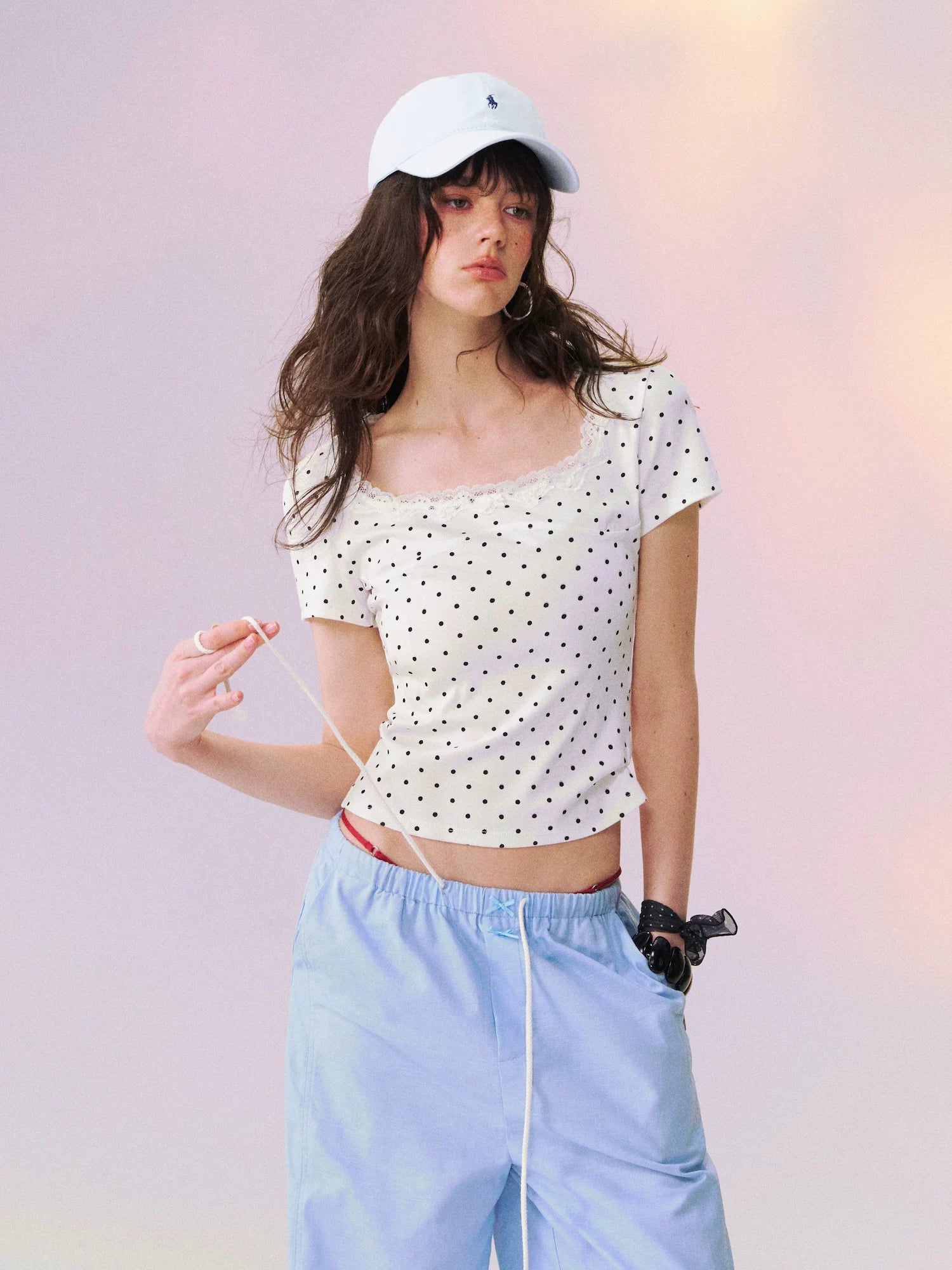 Square Neck Lace Tee