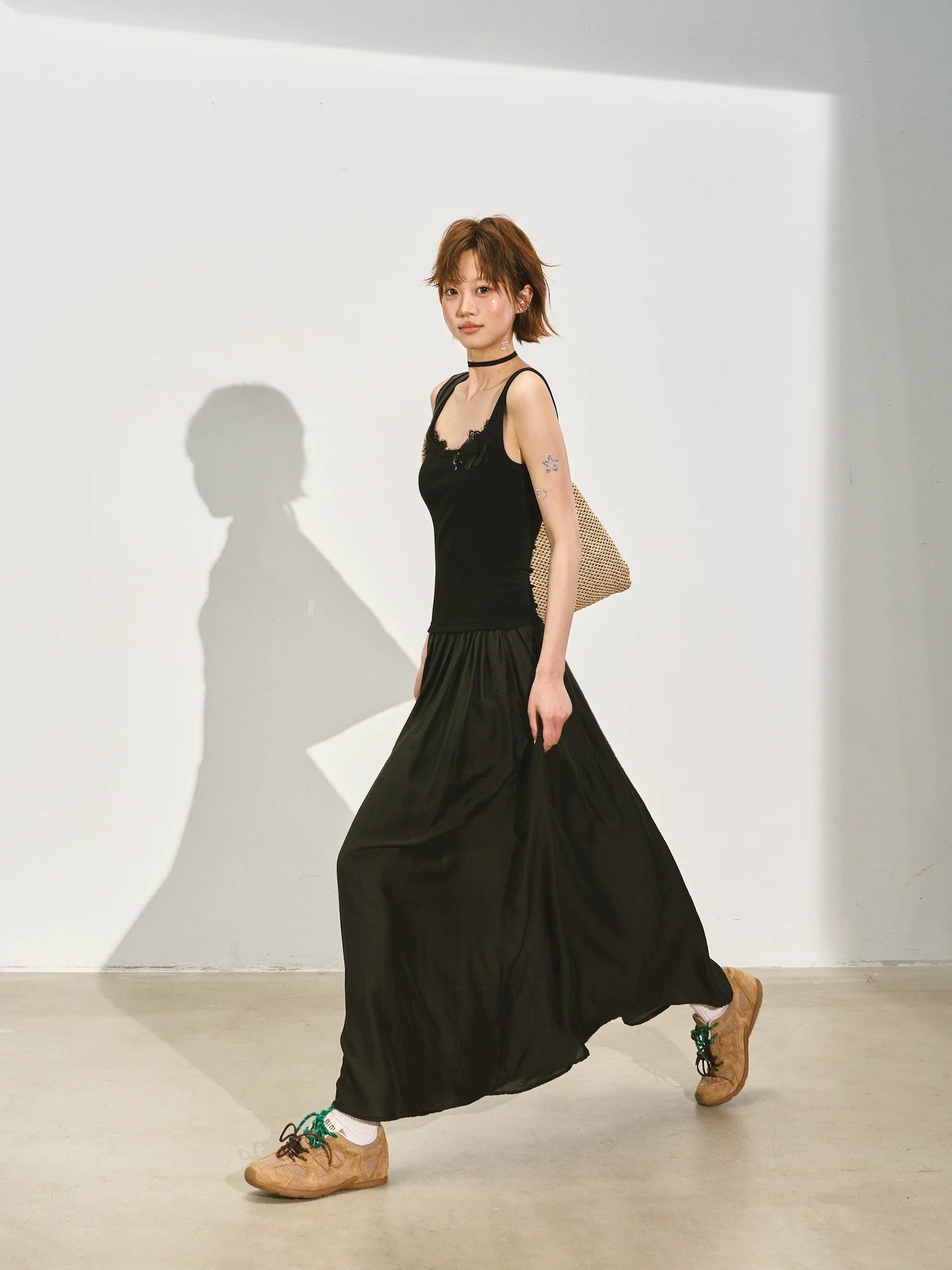 Patchwork Slim-fit Midi Dress