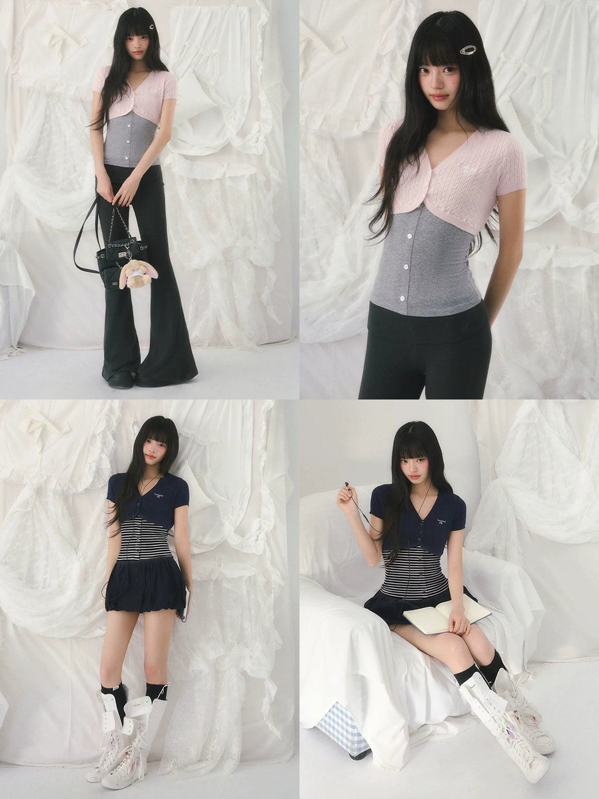 Color-Blocked Knit Two-Piece Top