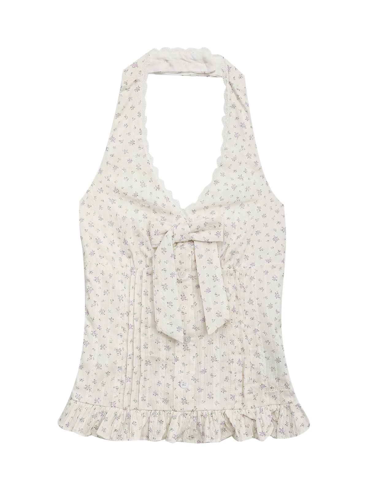 Floral Halter Bow Top