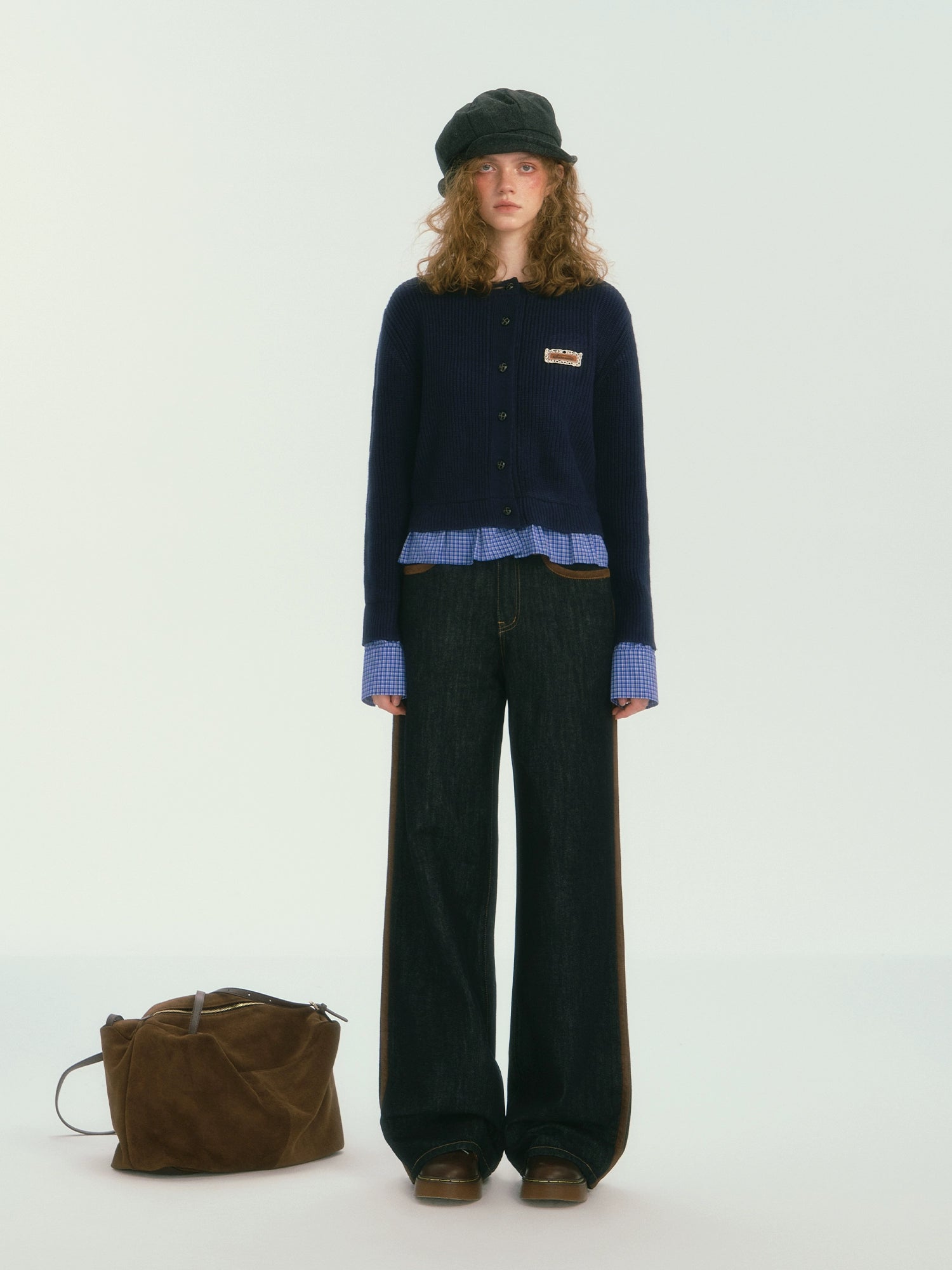 Vintage Plaid Lace Trim Cardigan