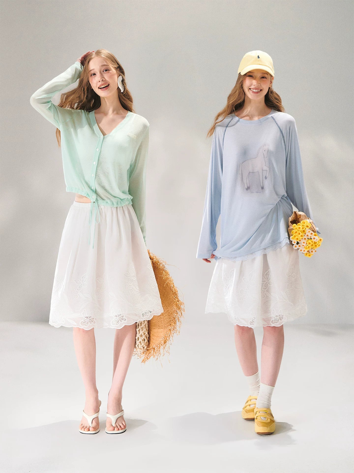 Lace Hem Embroidered Skirt