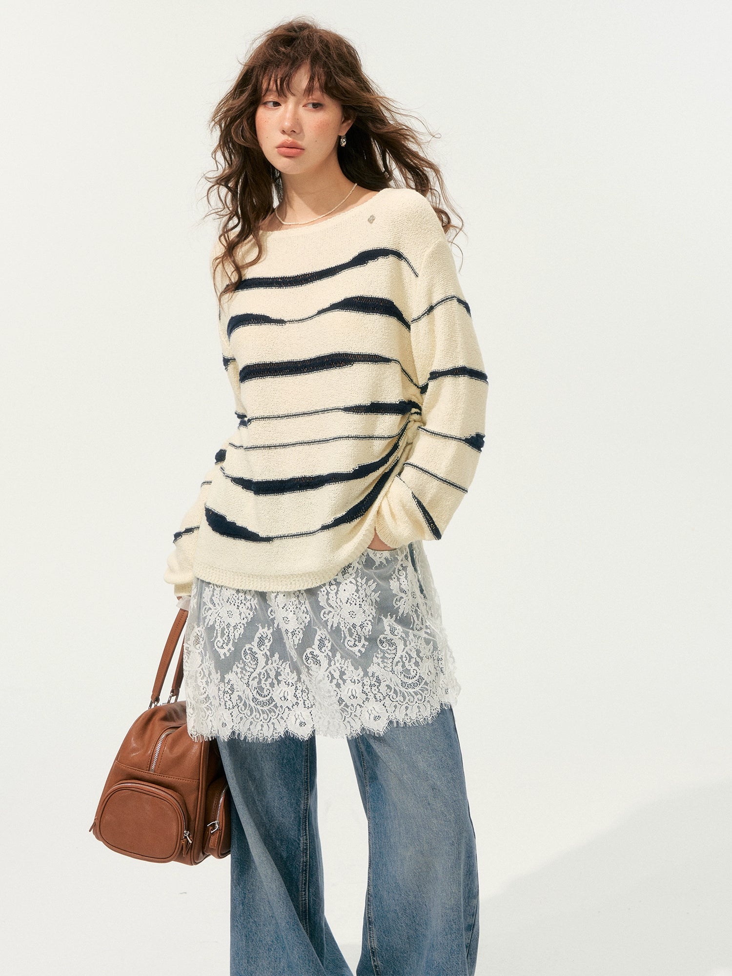 Color-Block Irregular Striped Soft Sweater
