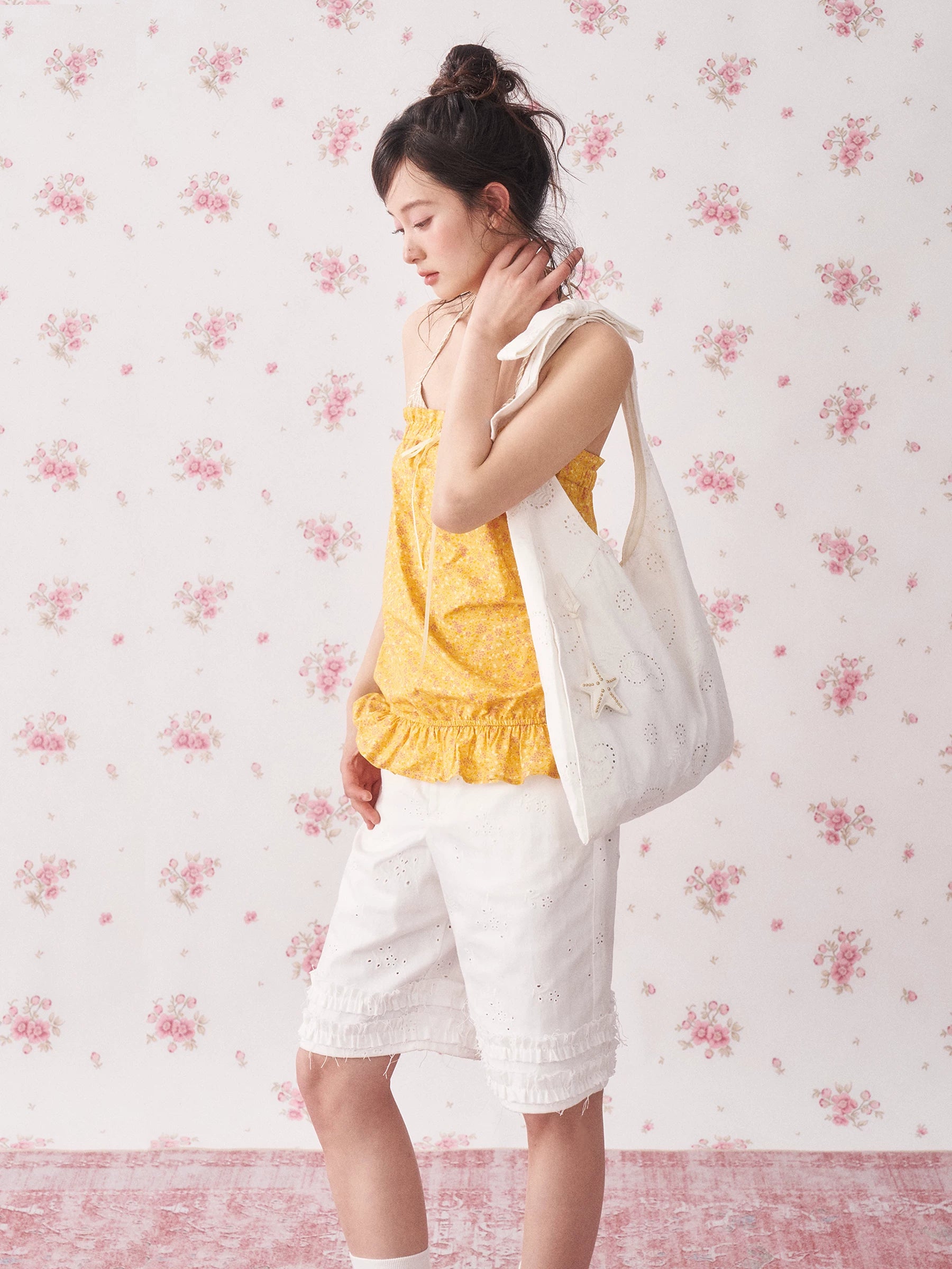 Purple & Yellow Floral Halter Camisole