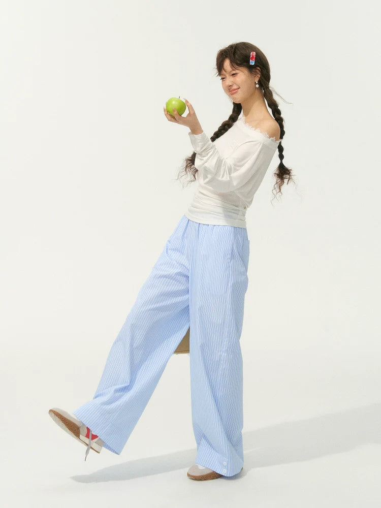 Striped Straight Leg Casual Pants