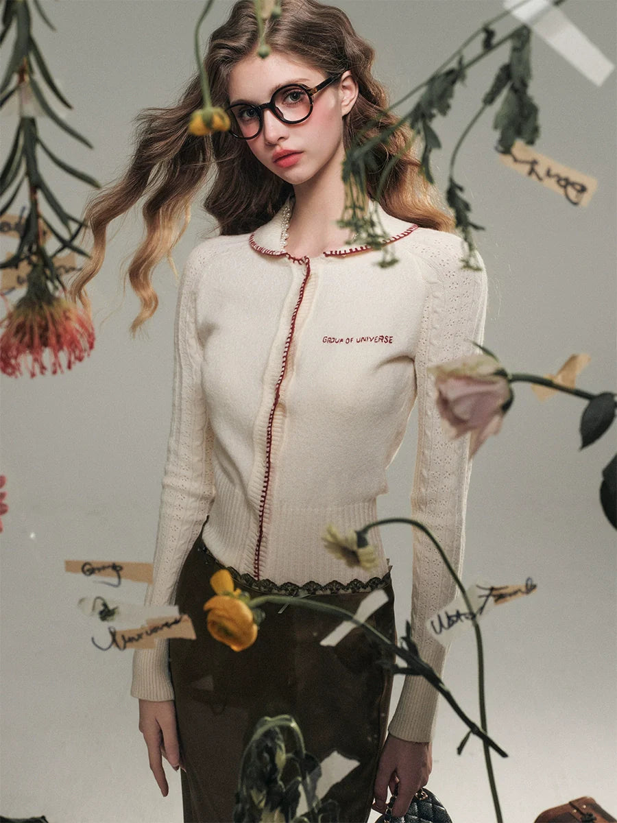 V-neck Hand-knit Cardigan