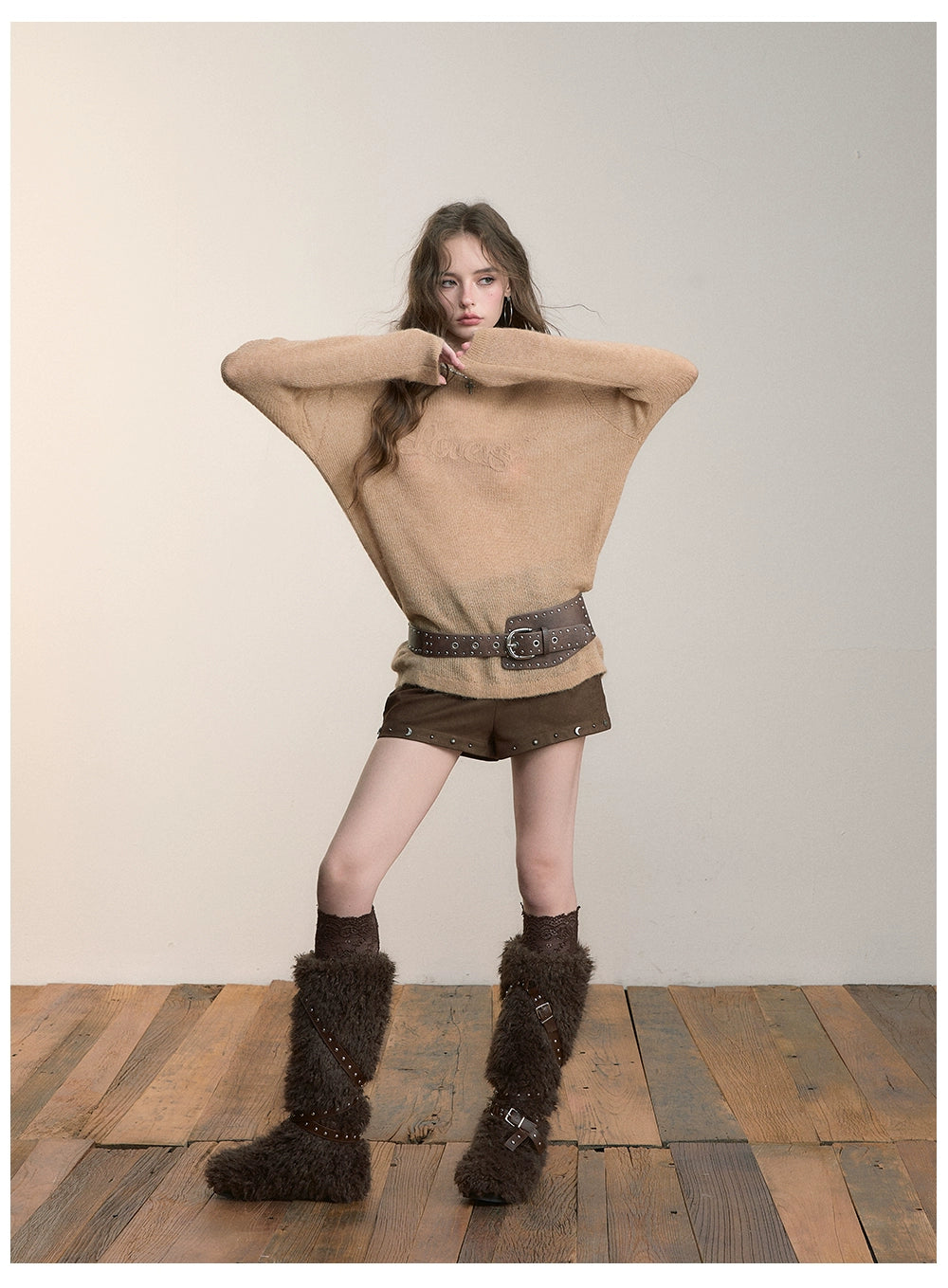 Embroidered Loose Knit Crewneck Pullover