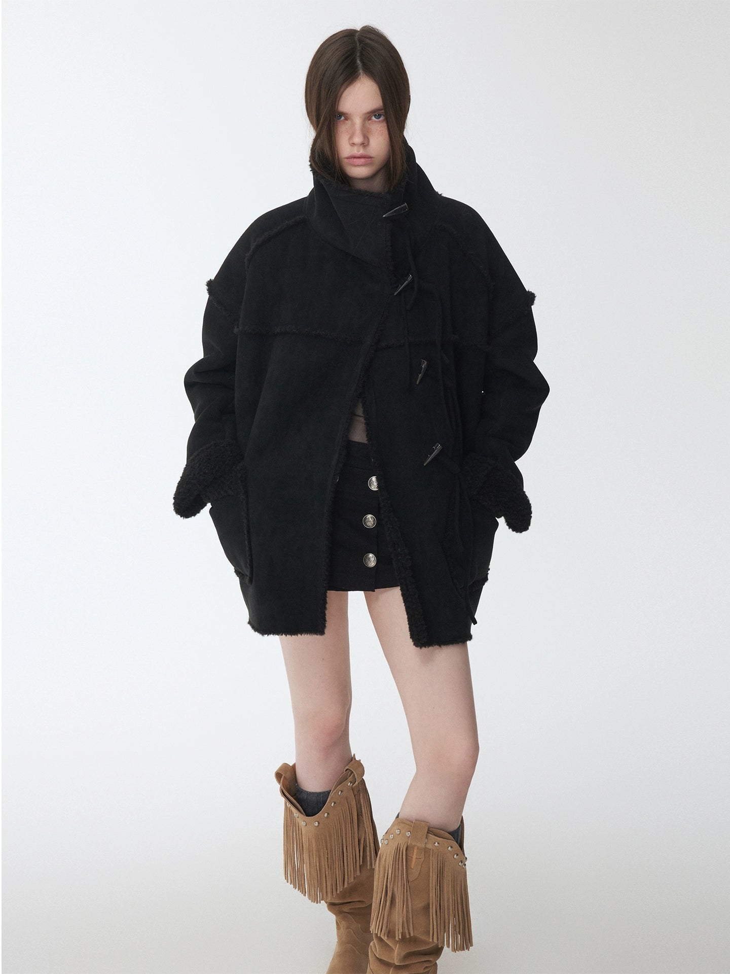 Reversible Shearling Toggle Jacket