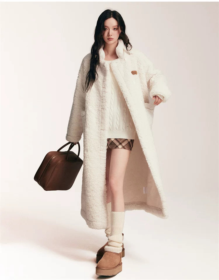 White Fleece Longline Coat