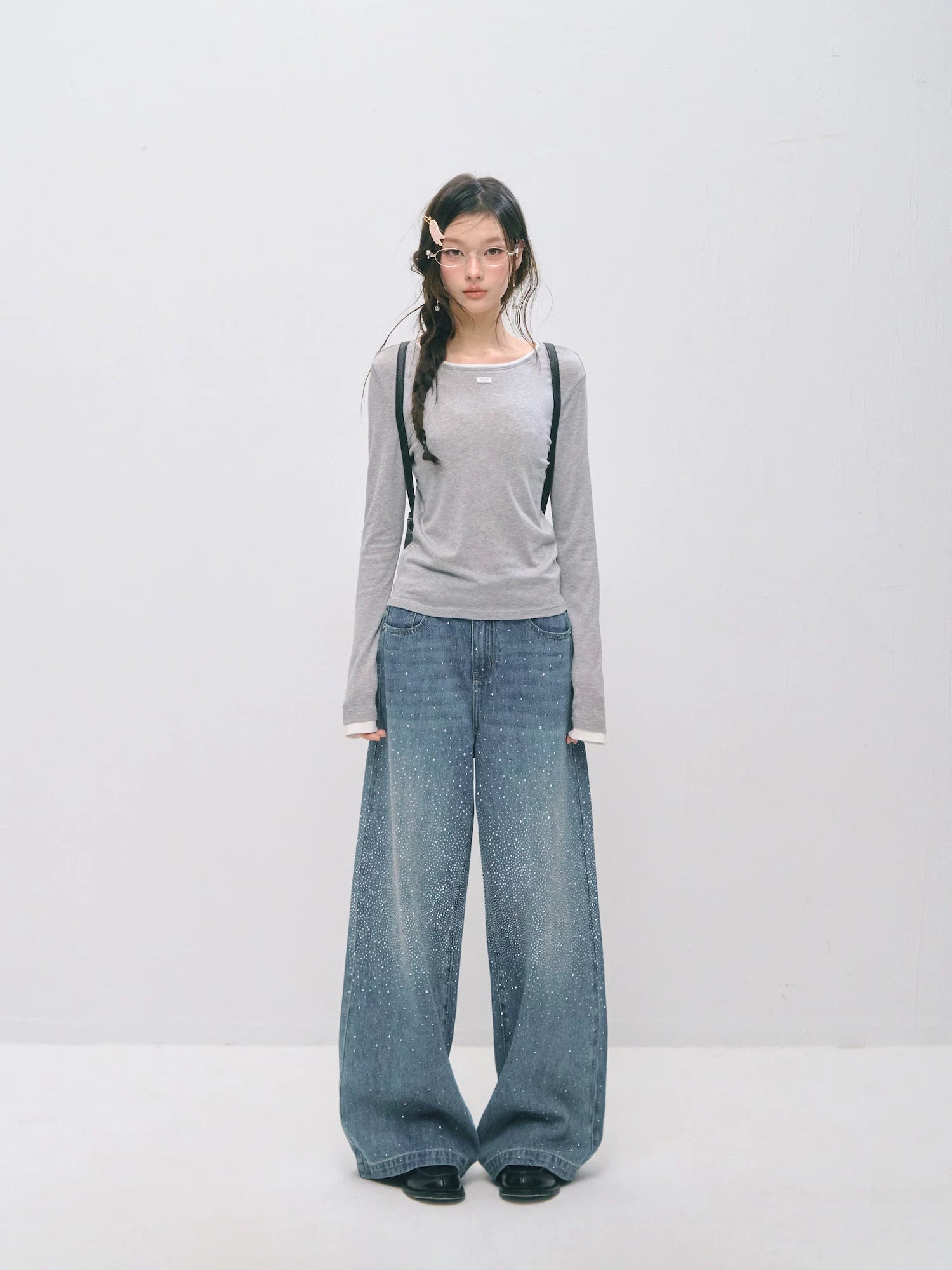 Vintage Rhinestone Straight Jeans