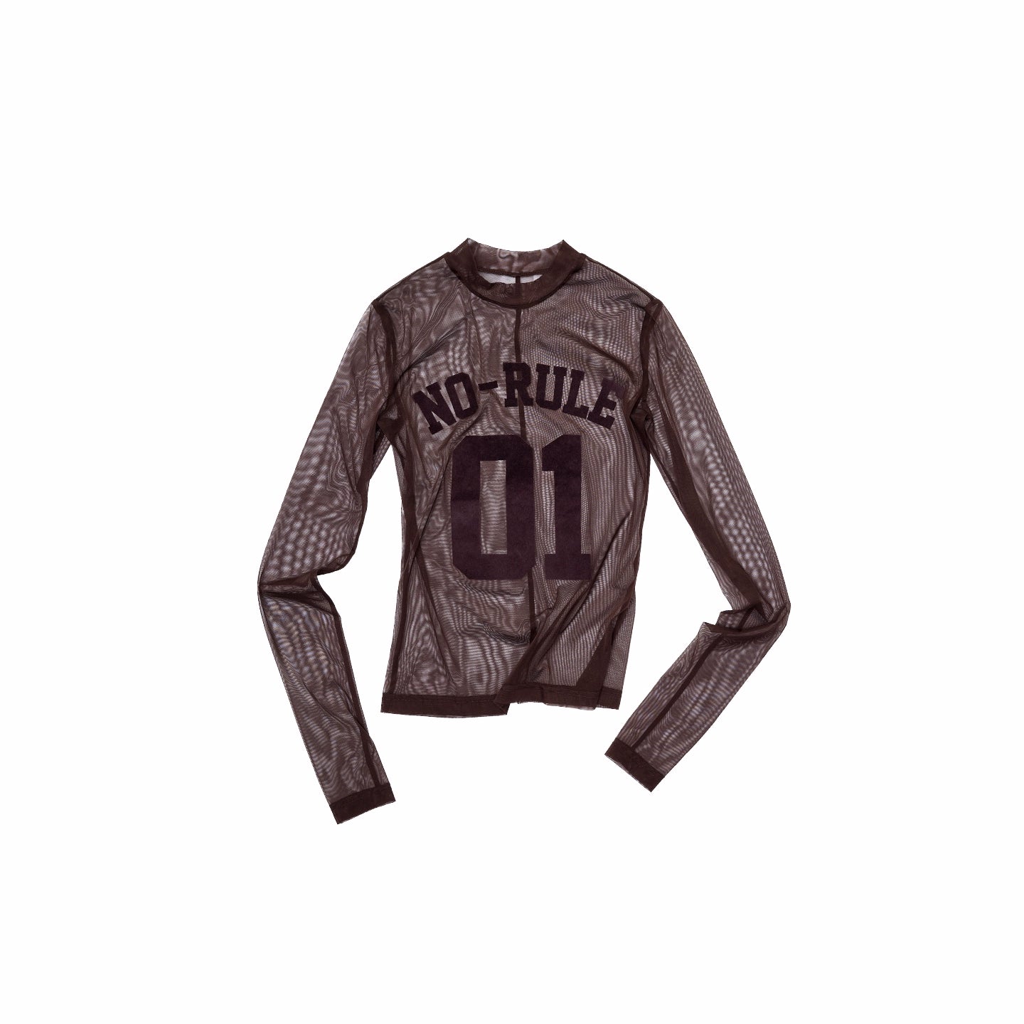 Flocked Mesh Sporty Turtleneck Top