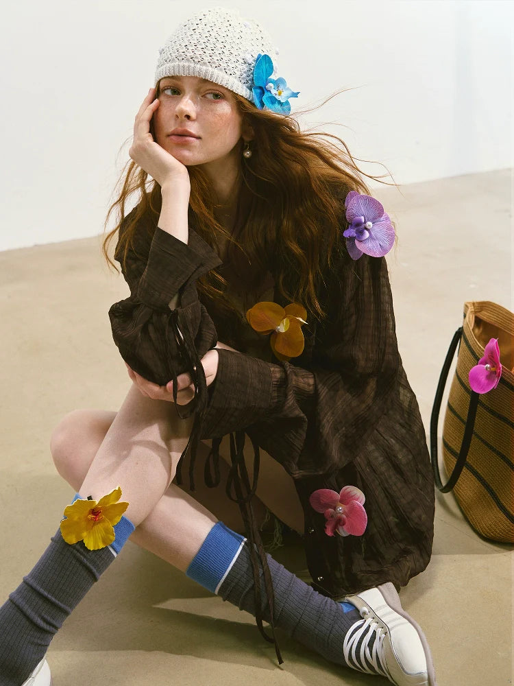 Plaid Sheer Mesh Shirt Jacket