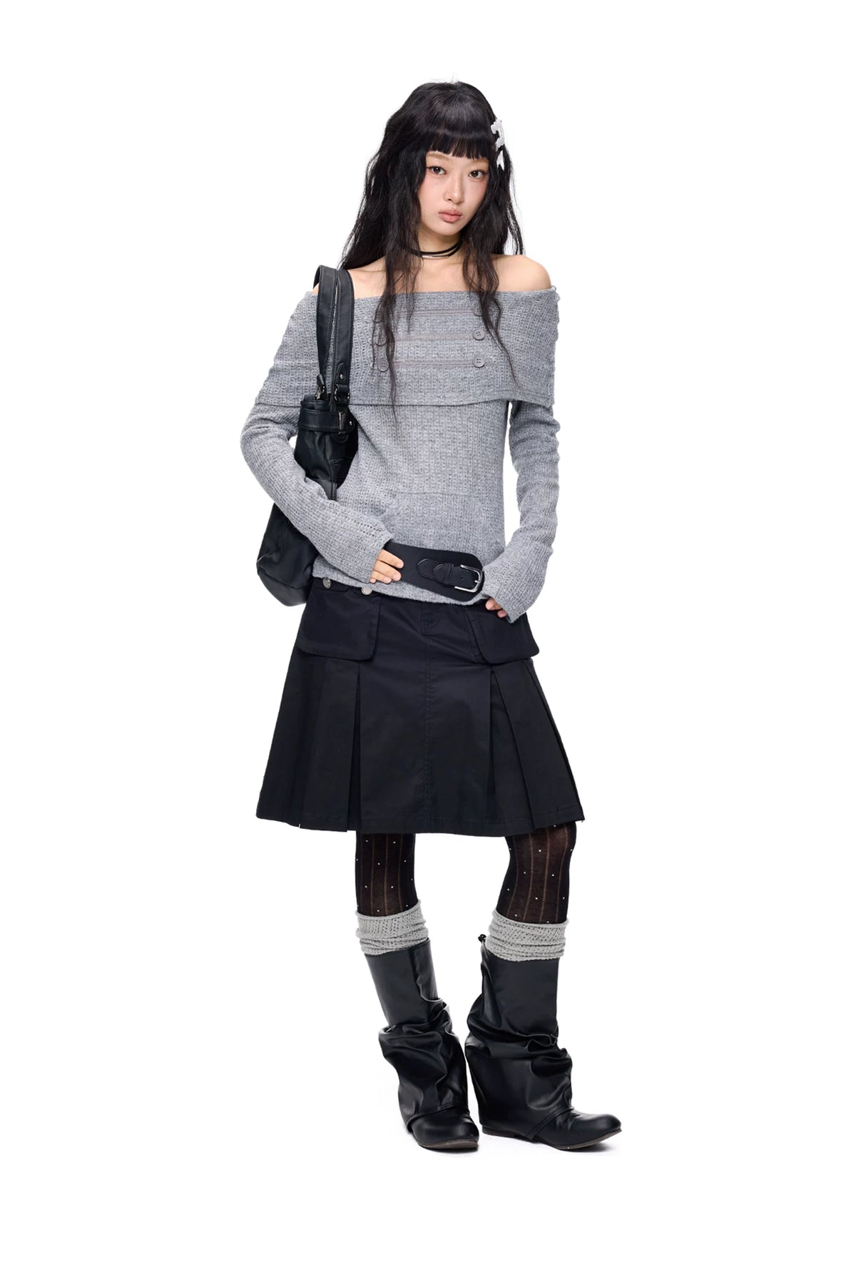 Napoleon Off-Shoulder Knit Sweater