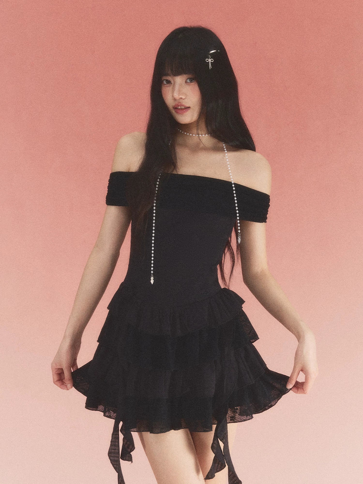 Black Lace Off Shoulder Dress
