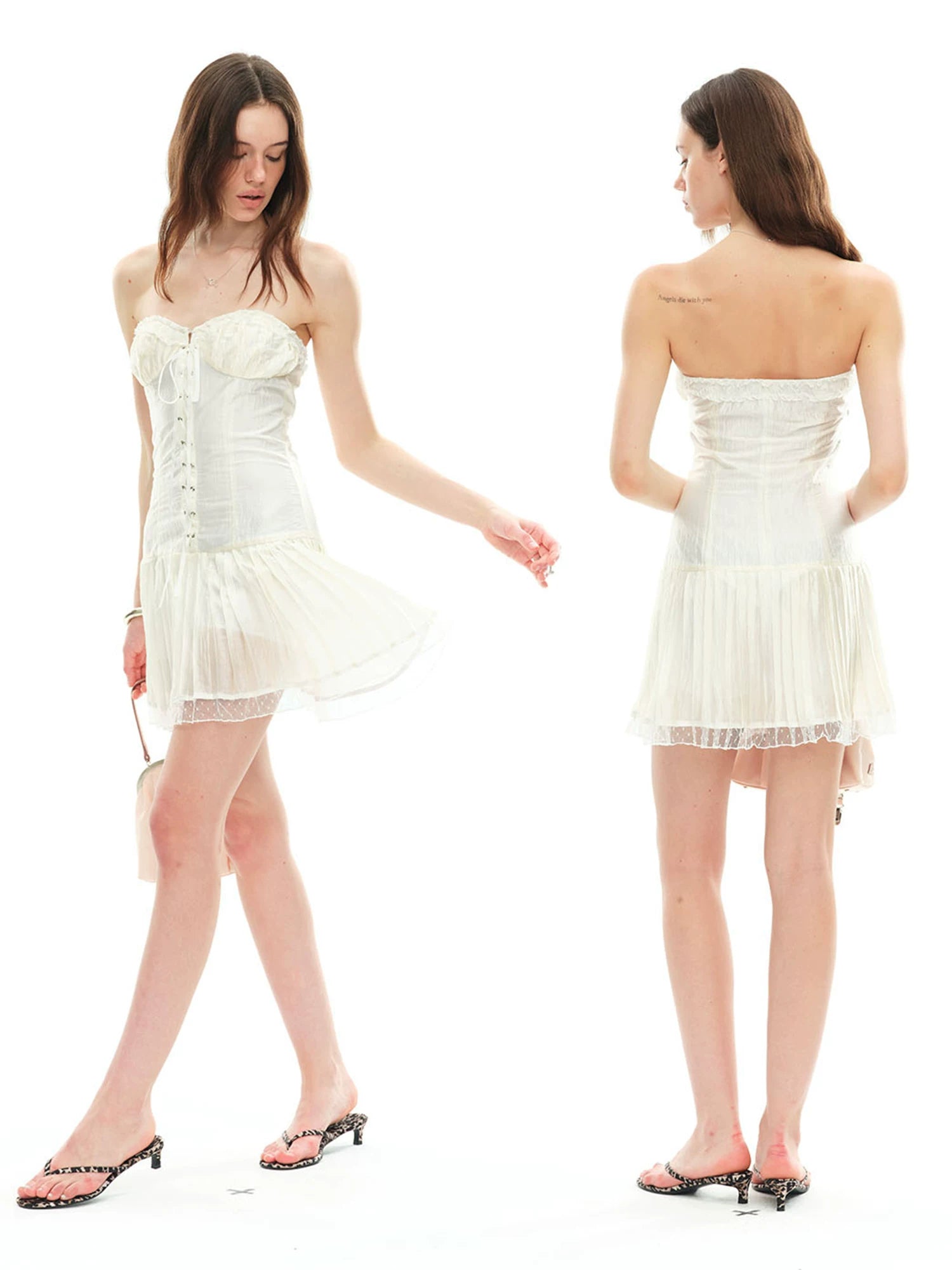 White Acetate Bustier Dress
