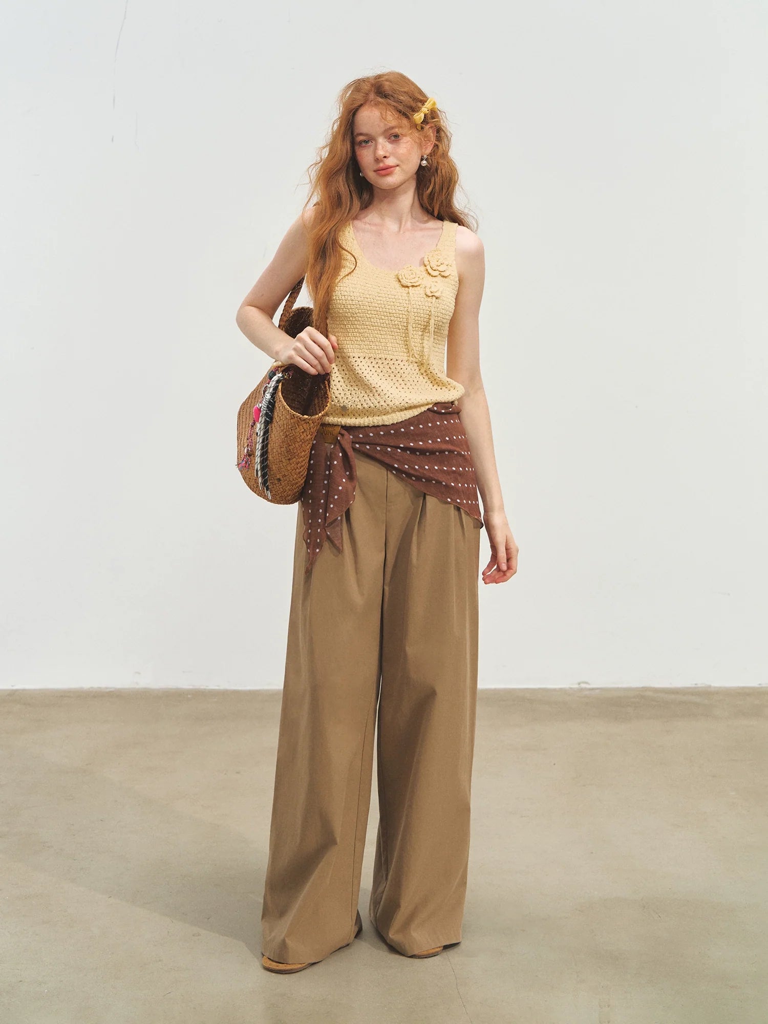 Straight-leg Floor-length Layered Wide-leg Pants