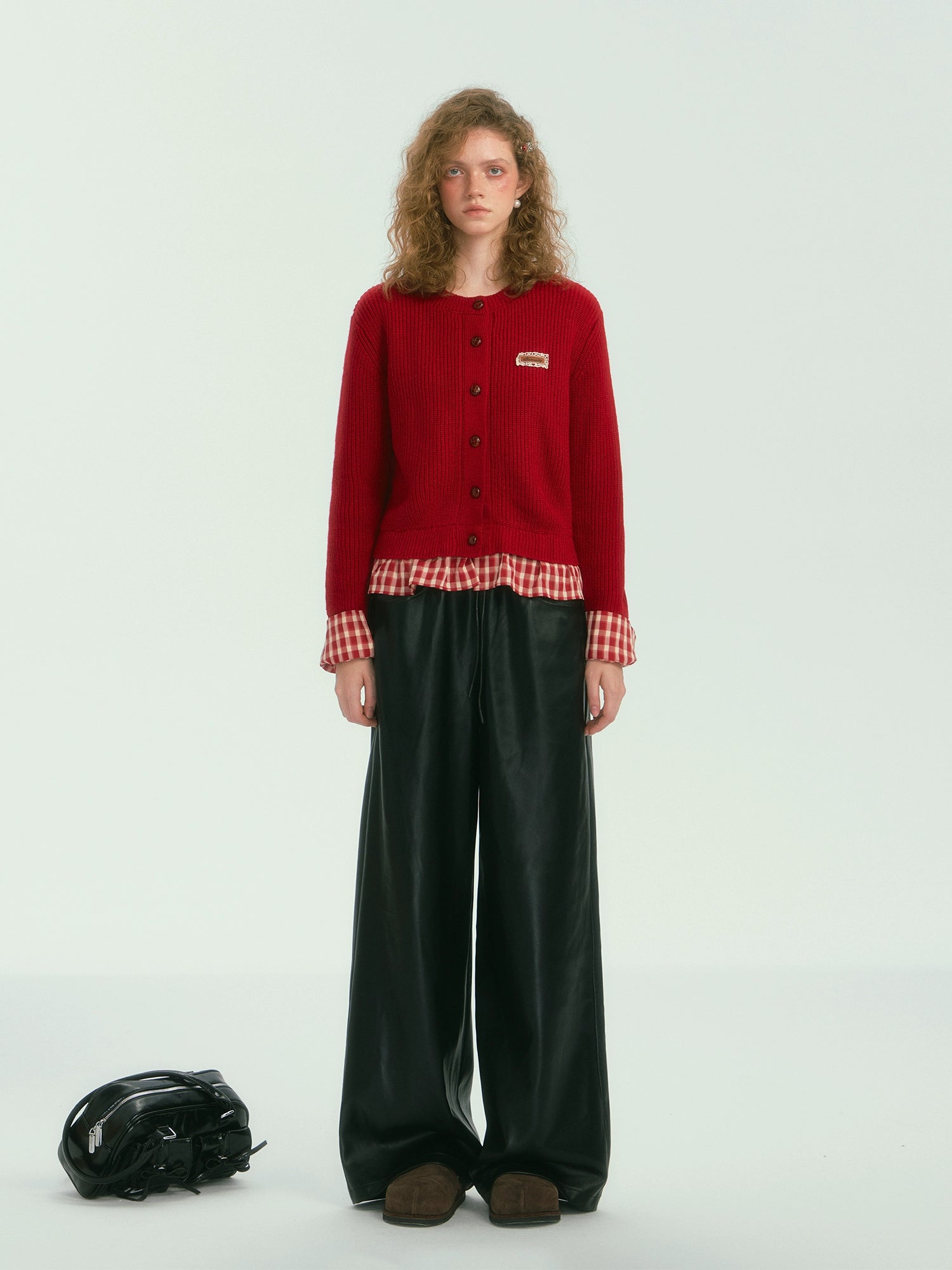 Vintage Plaid Lace Trim Cardigan