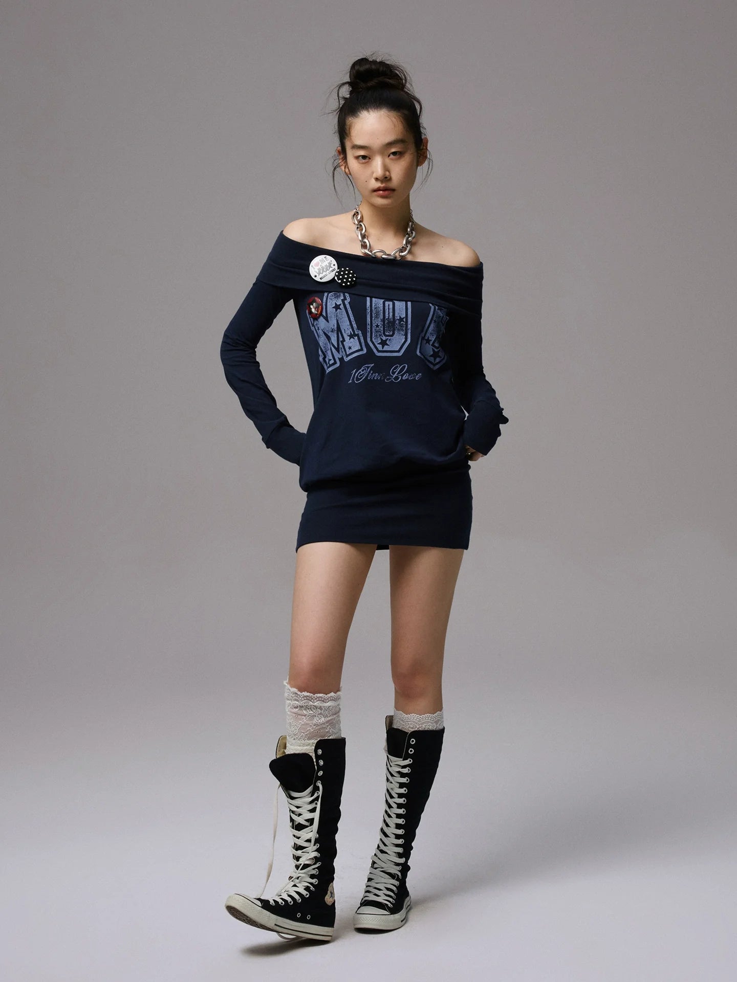 Off-Shoulder Printed Bodycon Dress