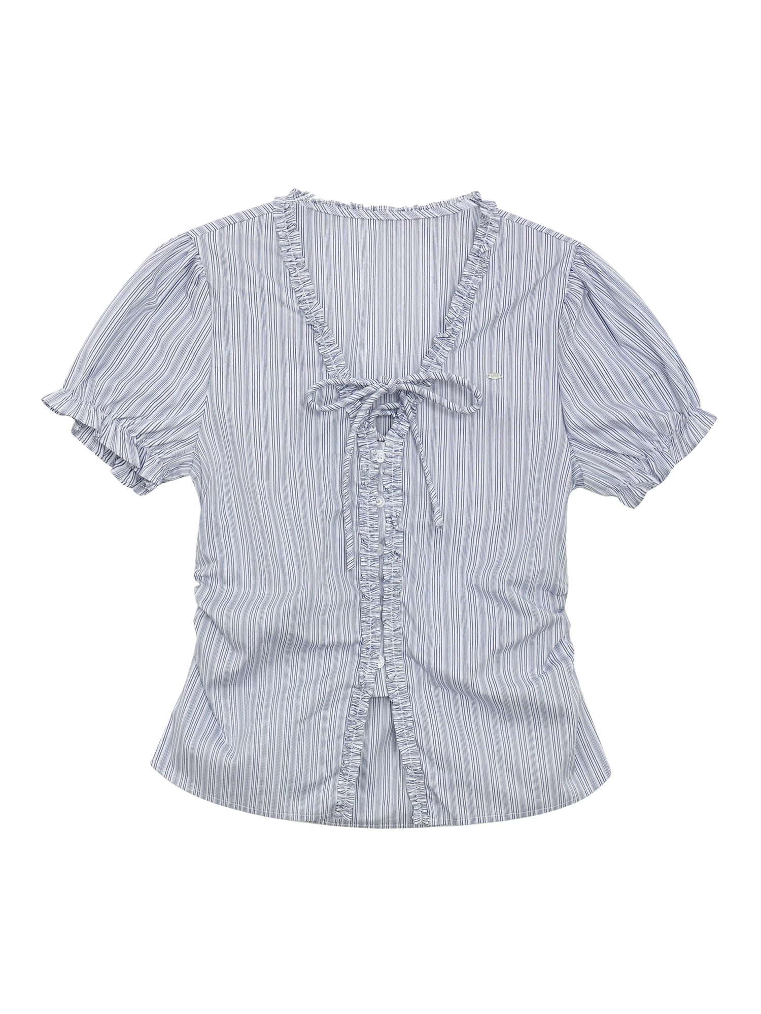 Striped Ruffle Tie Blouse