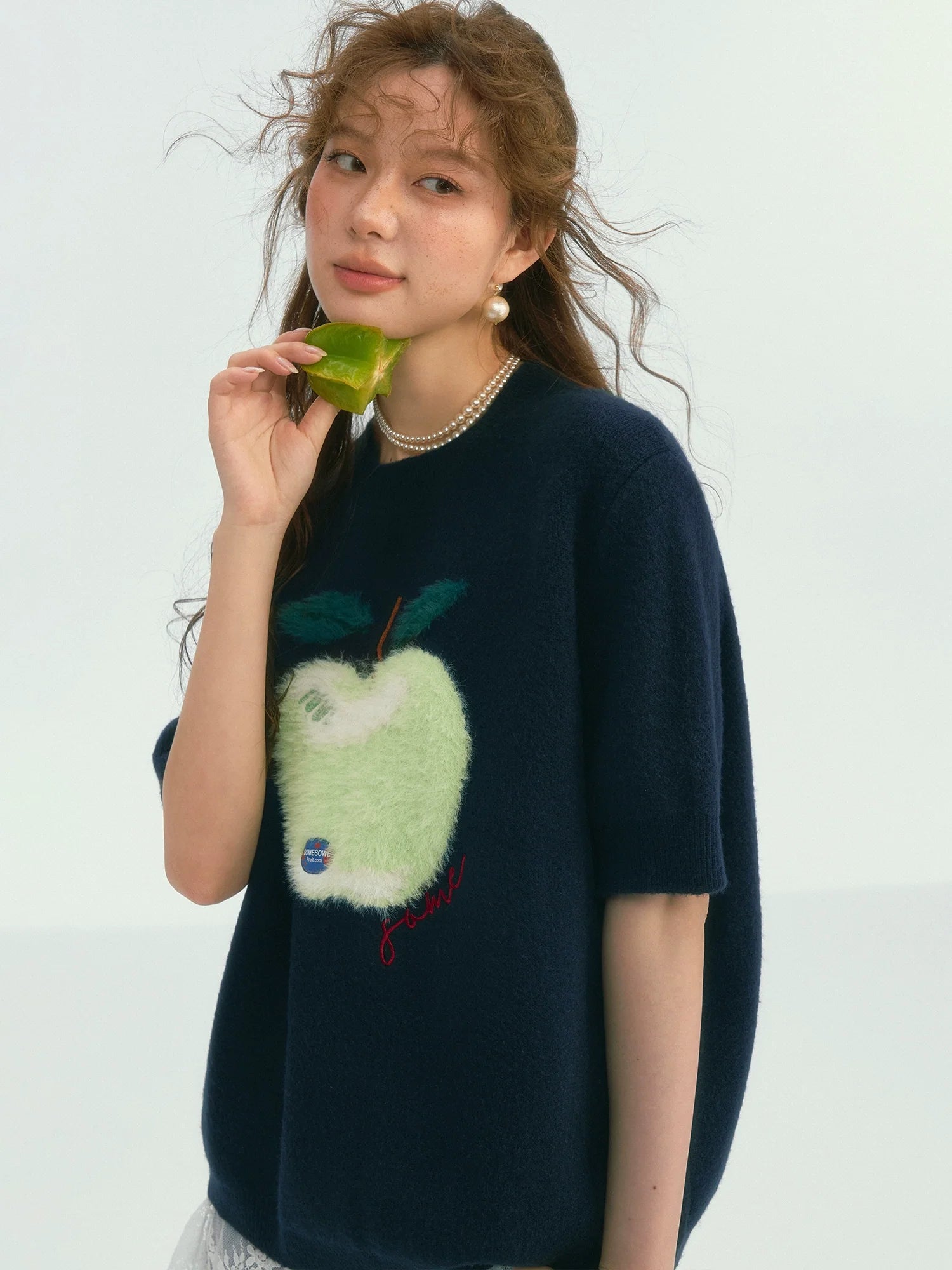 Fun Apple Short Sleeve Sweater