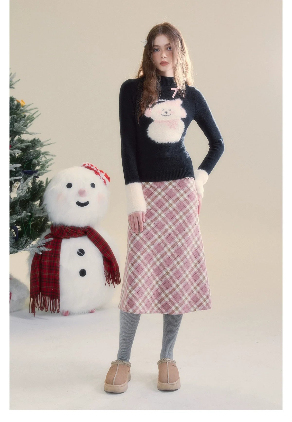 Pink Plaid Bodycon Skirt